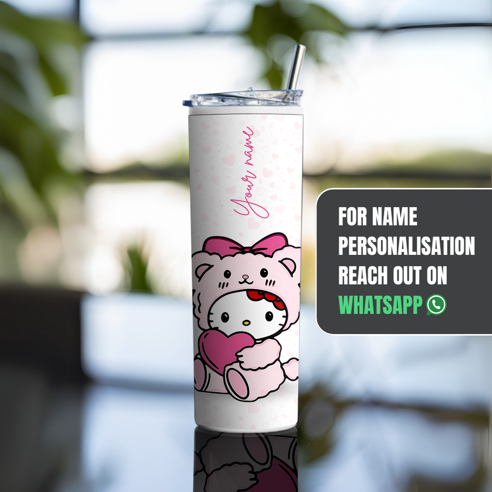 "Kitty Cat: Love" Tumbler with Metal Straw