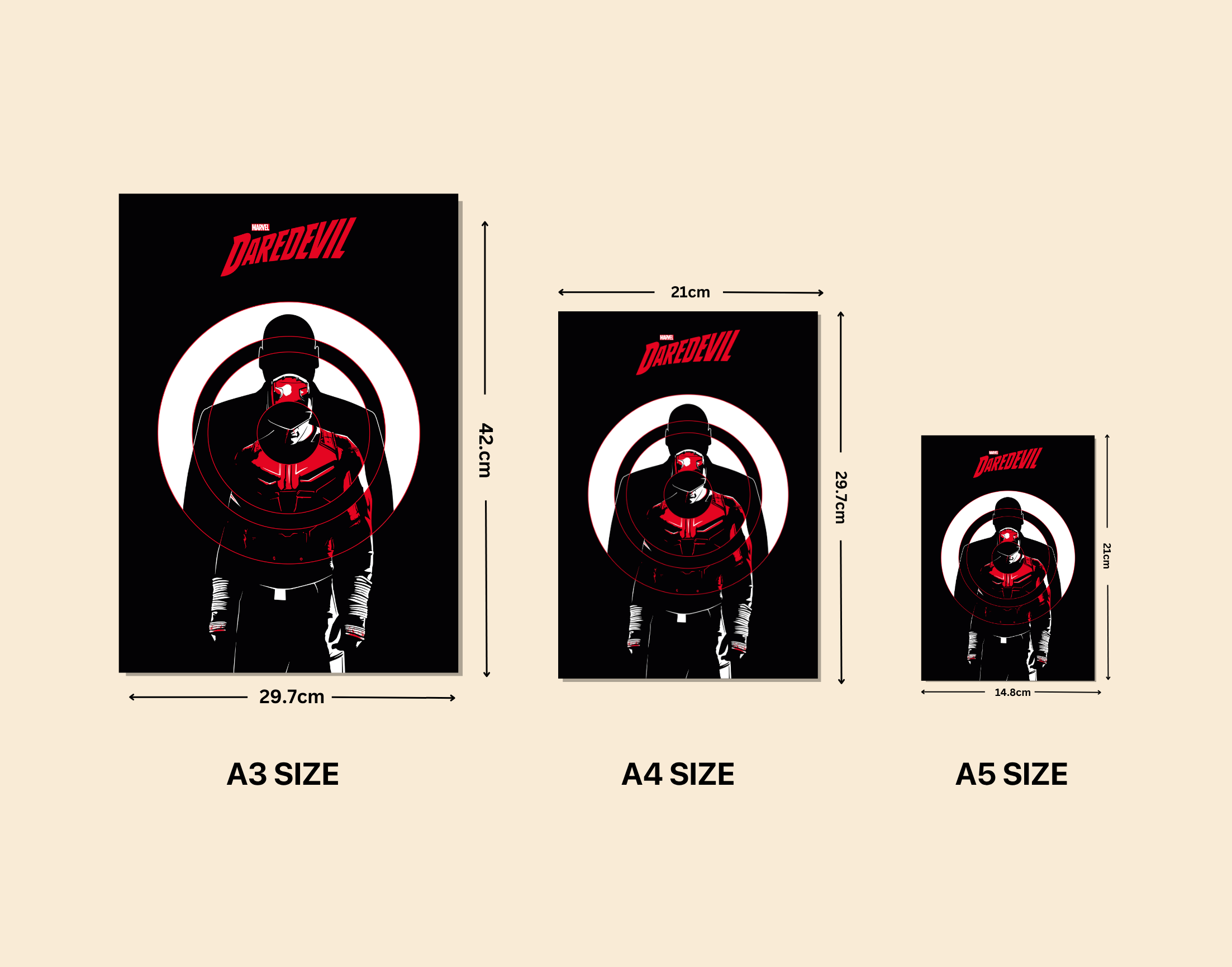 "DAREDEVIL-MARVEL"- Shiny & Sturdy Metallic Poster Art That Pops & Sticks
