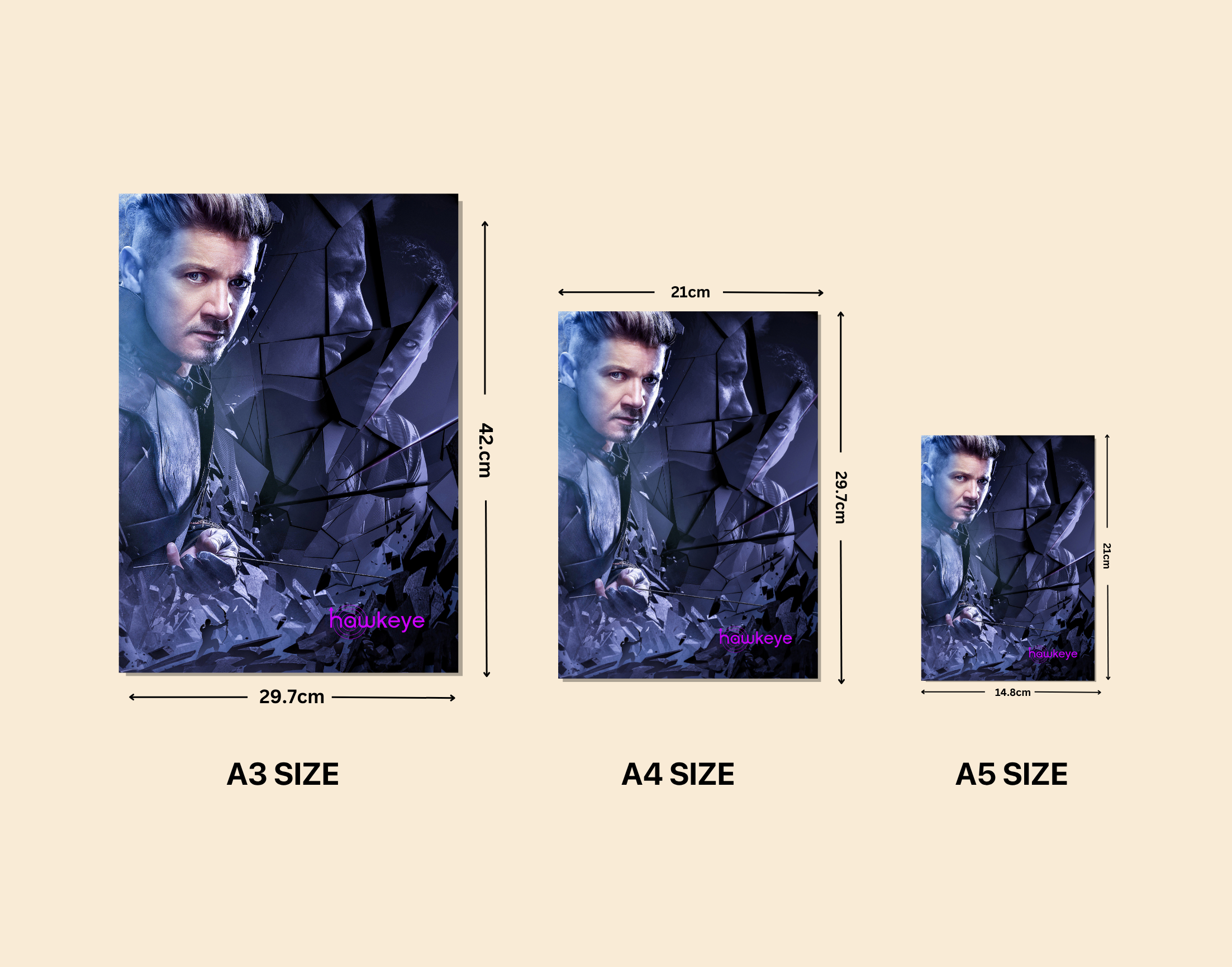 "HAWKEYE- MIRROR VIEW"- Shiny & Sturdy Metallic Poster Art That Pops & Sticks