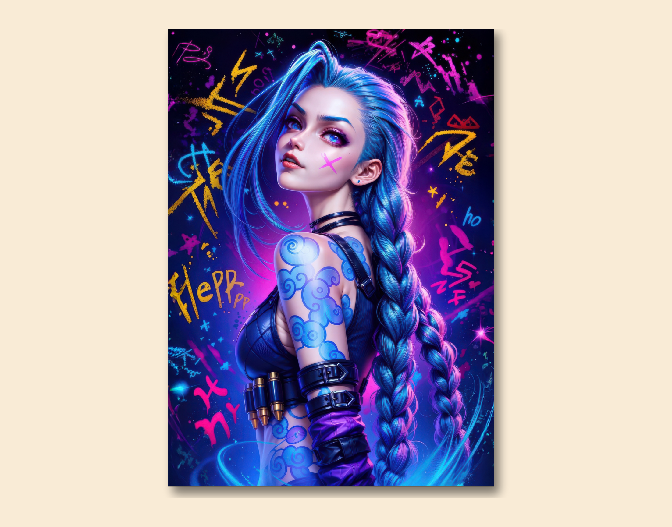 "JINX - ARCANE"- Shiny & Sturdy Metallic Poster Art That Pops & Sticks