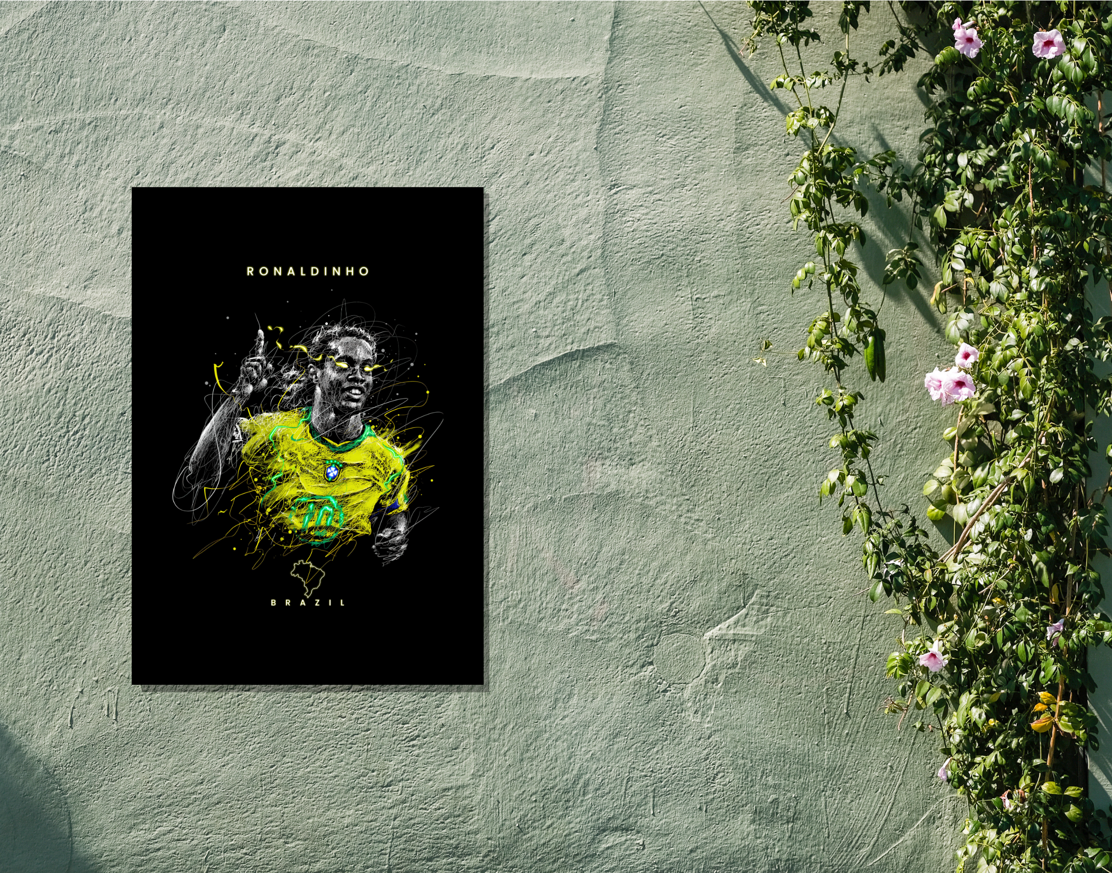 "RONALDHINO- BRAZIL"- Shiny & Sturdy Metallic Poster Art That Pops & Sticks