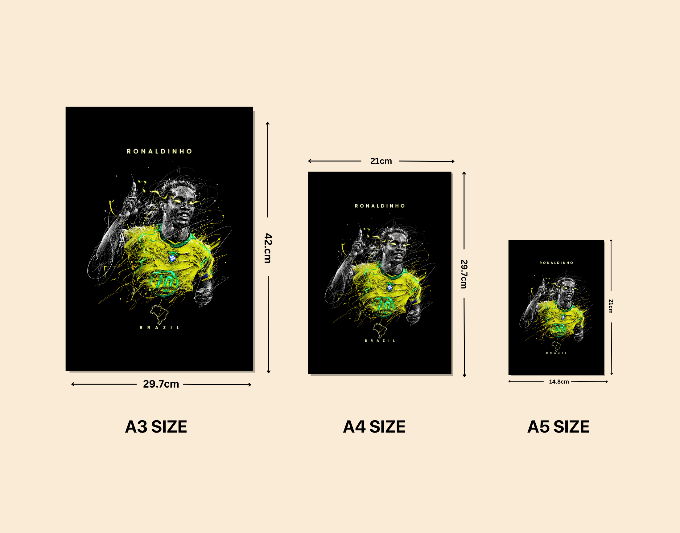 "RONALDHINO- BRAZIL"- Shiny & Sturdy Metallic Poster Art That Pops & Sticks