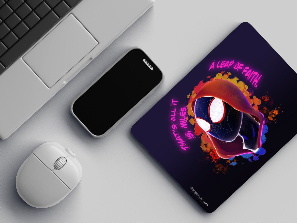 "A LEAP OF FAITH- MILES MORALES" Mousepad Enhance Your Workspace with Style