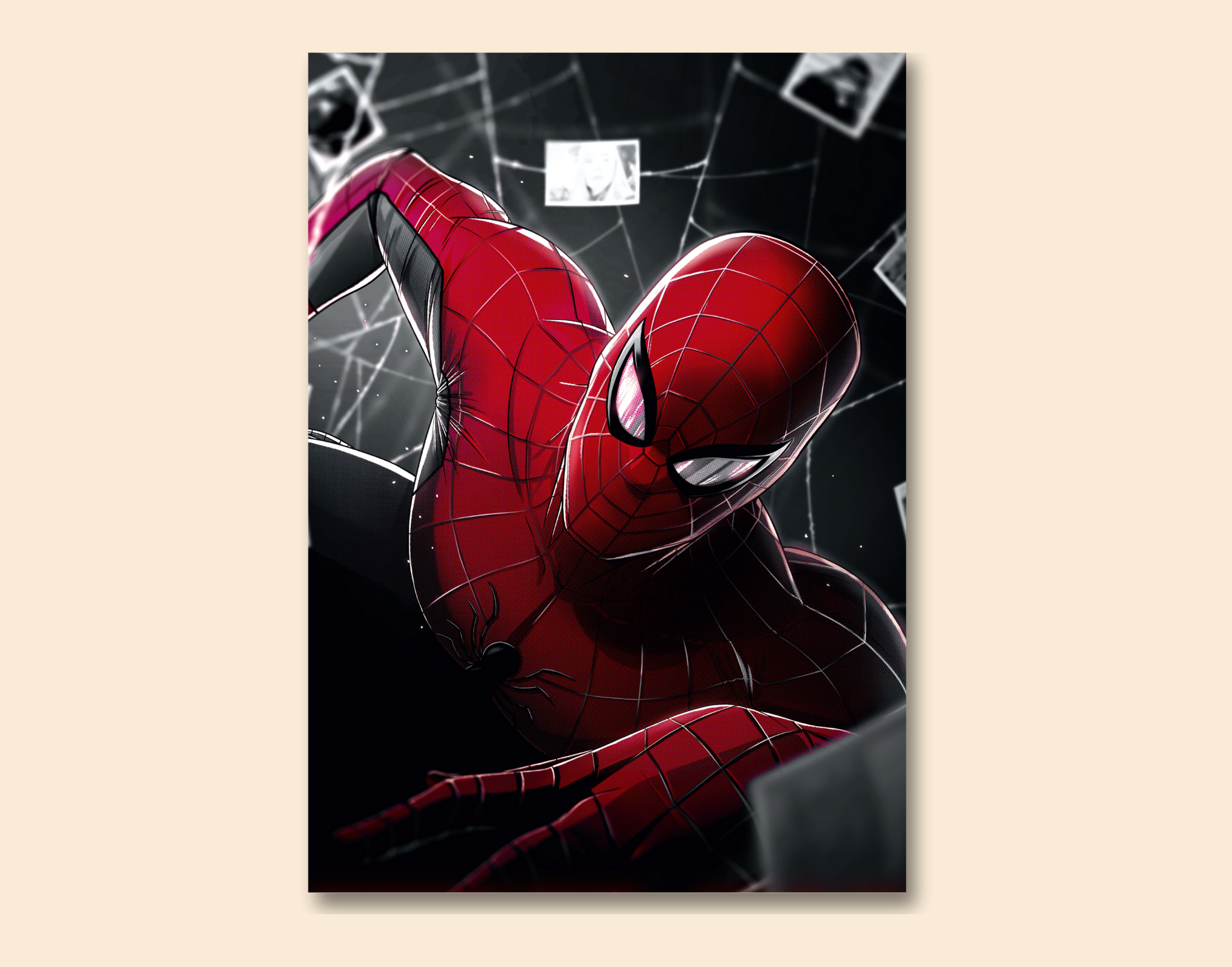"Spiderman #Closeup"- Shiny & Sturdy Metallic Poster Art That Pops & Sticks