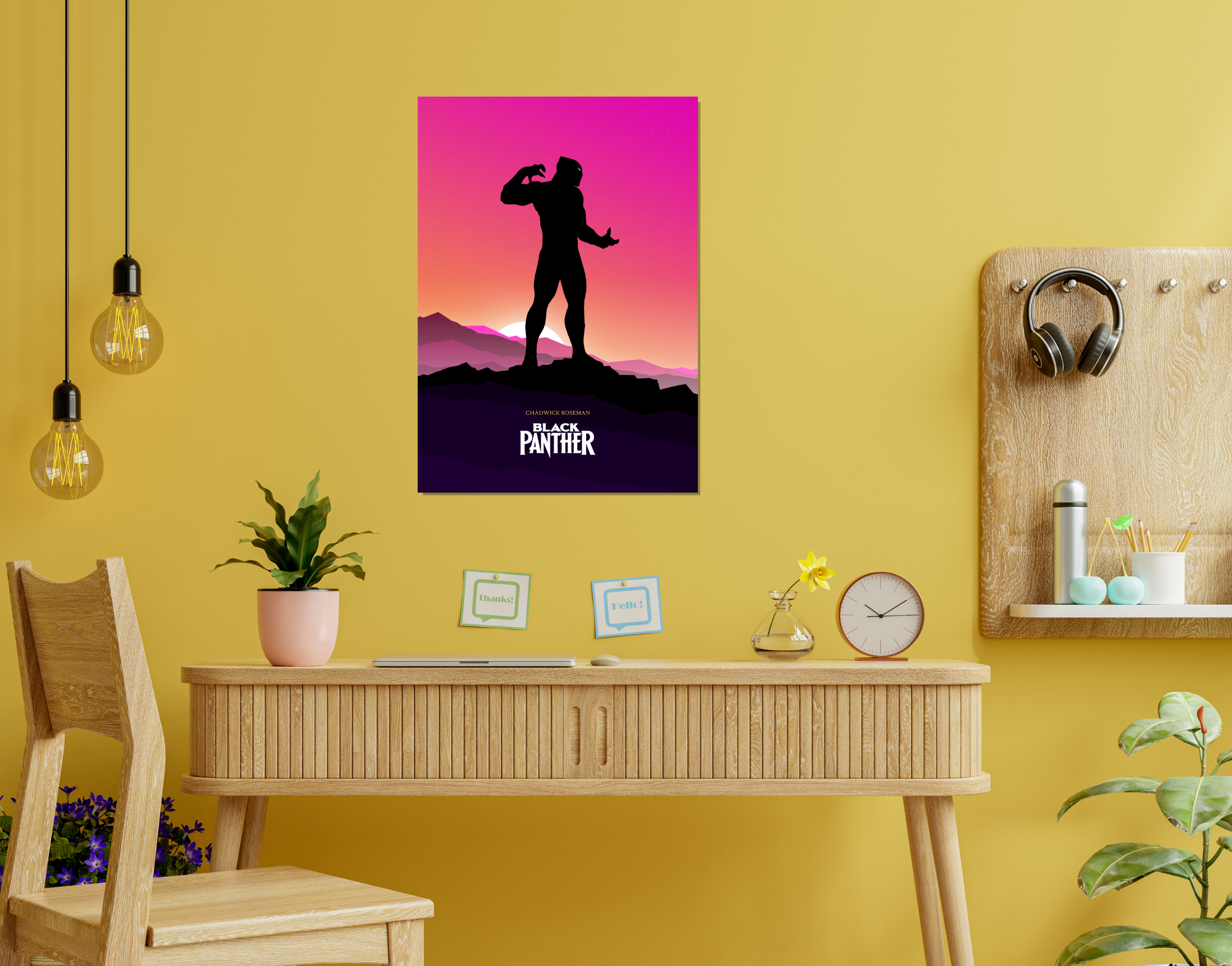 "CHADWICK BOSEMAN- BLACK PANTHER"- Shiny & Sturdy Metallic Poster Art That Pops & Sticks