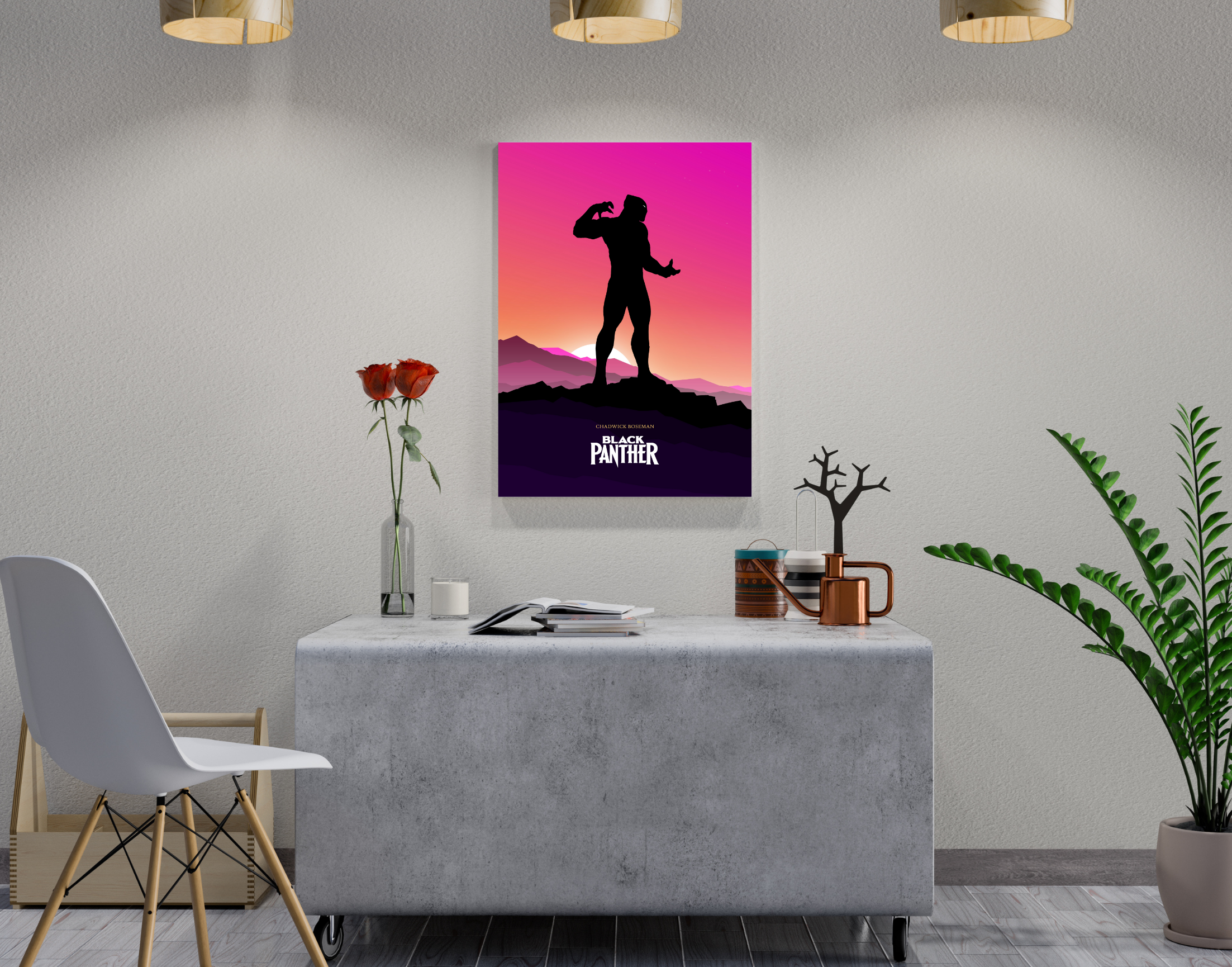 "CHADWICK BOSEMAN- BLACK PANTHER"- Shiny & Sturdy Metallic Poster Art That Pops & Sticks