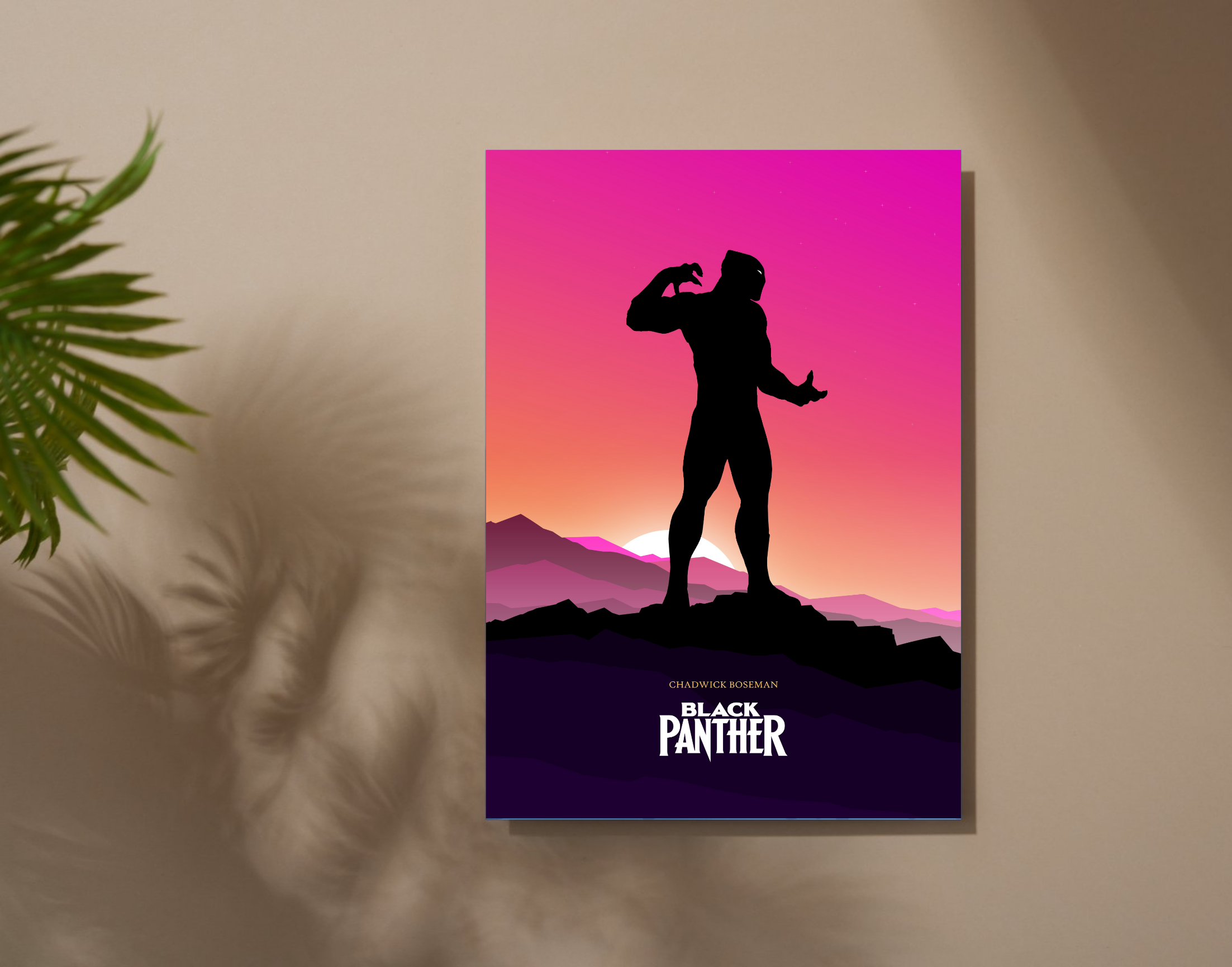 "CHADWICK BOSEMAN- BLACK PANTHER"- Shiny & Sturdy Metallic Poster Art That Pops & Sticks