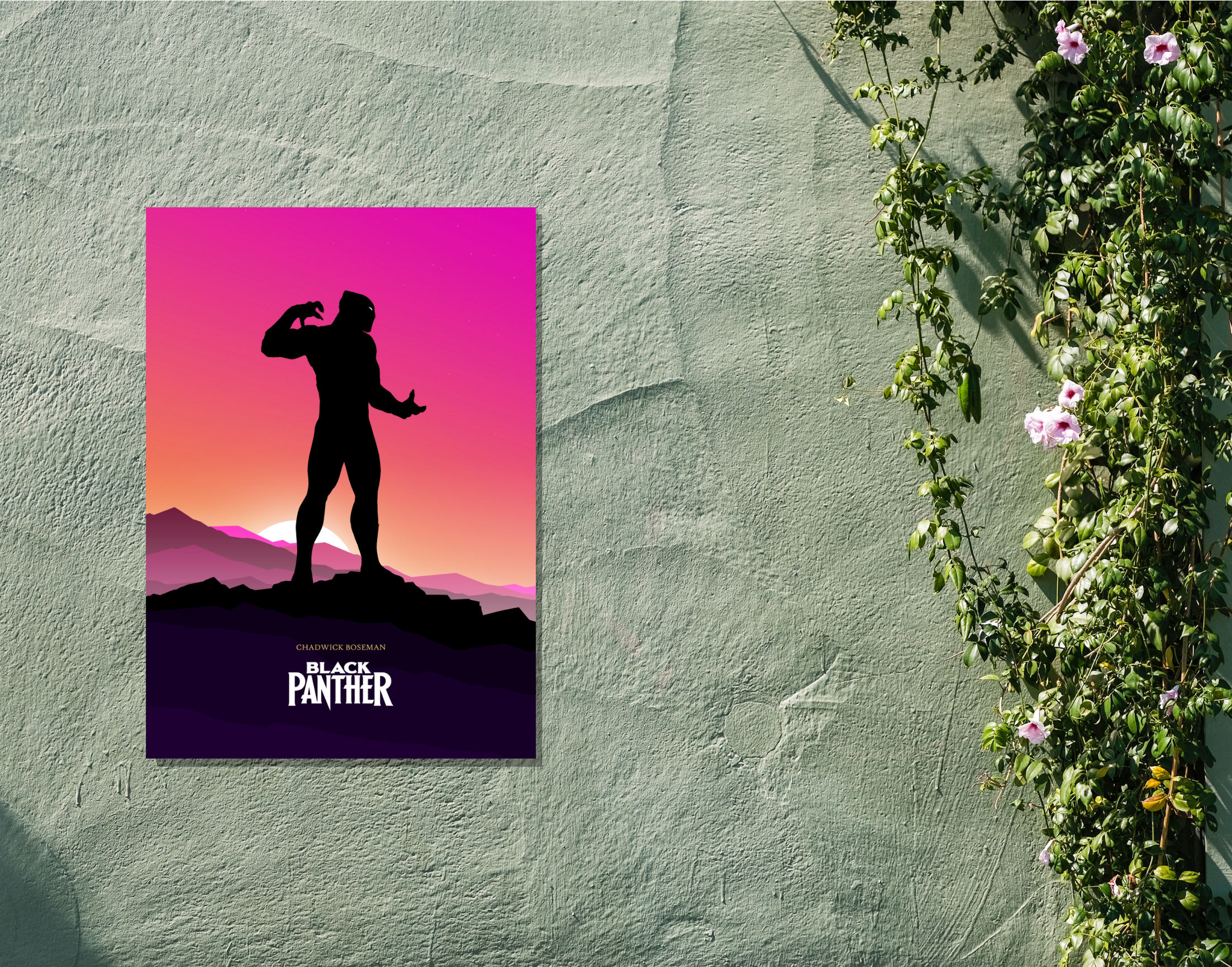 "CHADWICK BOSEMAN- BLACK PANTHER"- Shiny & Sturdy Metallic Poster Art That Pops & Sticks