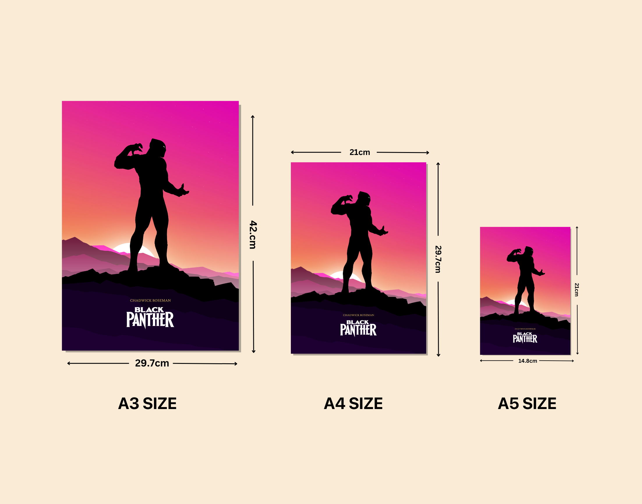 "CHADWICK BOSEMAN- BLACK PANTHER"- Shiny & Sturdy Metallic Poster Art That Pops & Sticks