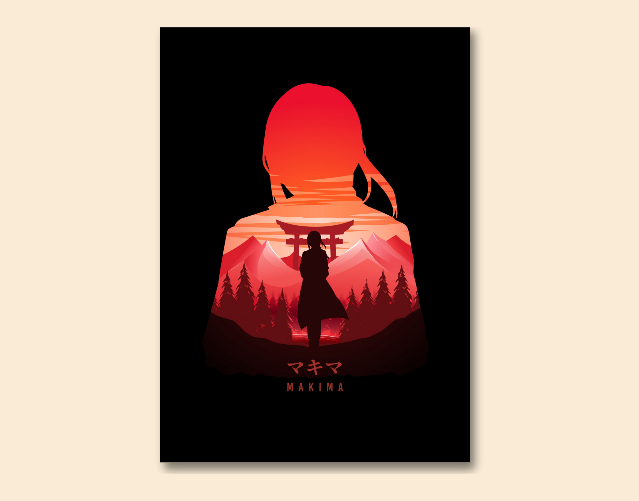 "MAKIMA - CHAINSAW MAN"- Shiny & Sturdy Metallic Poster Art That Pops & Sticks
