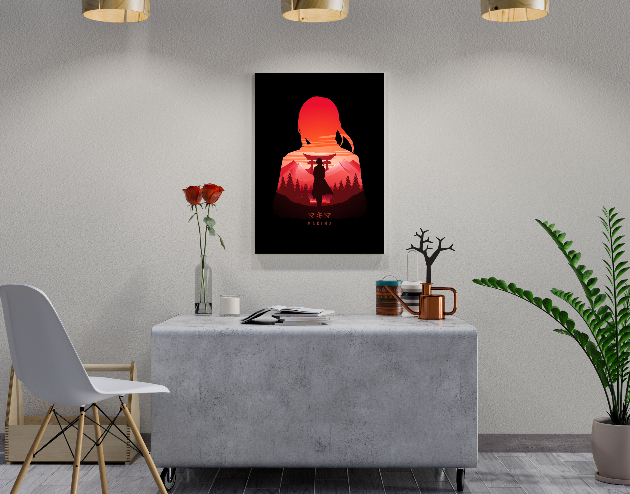 "MAKIMA - CHAINSAW MAN"- Shiny & Sturdy Metallic Poster Art That Pops & Sticks