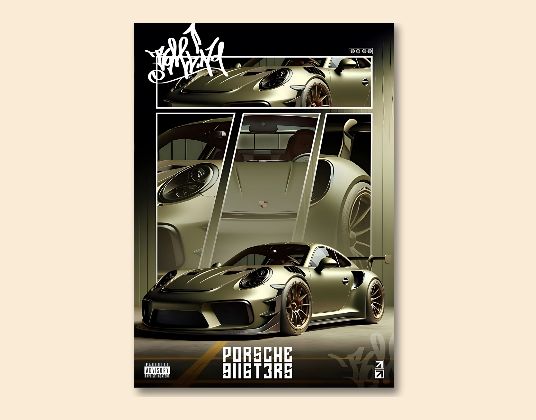 "Porsche Model 911GT3RS"- Shiny & Sturdy Metallic Poster Art That Pops & Sticks
