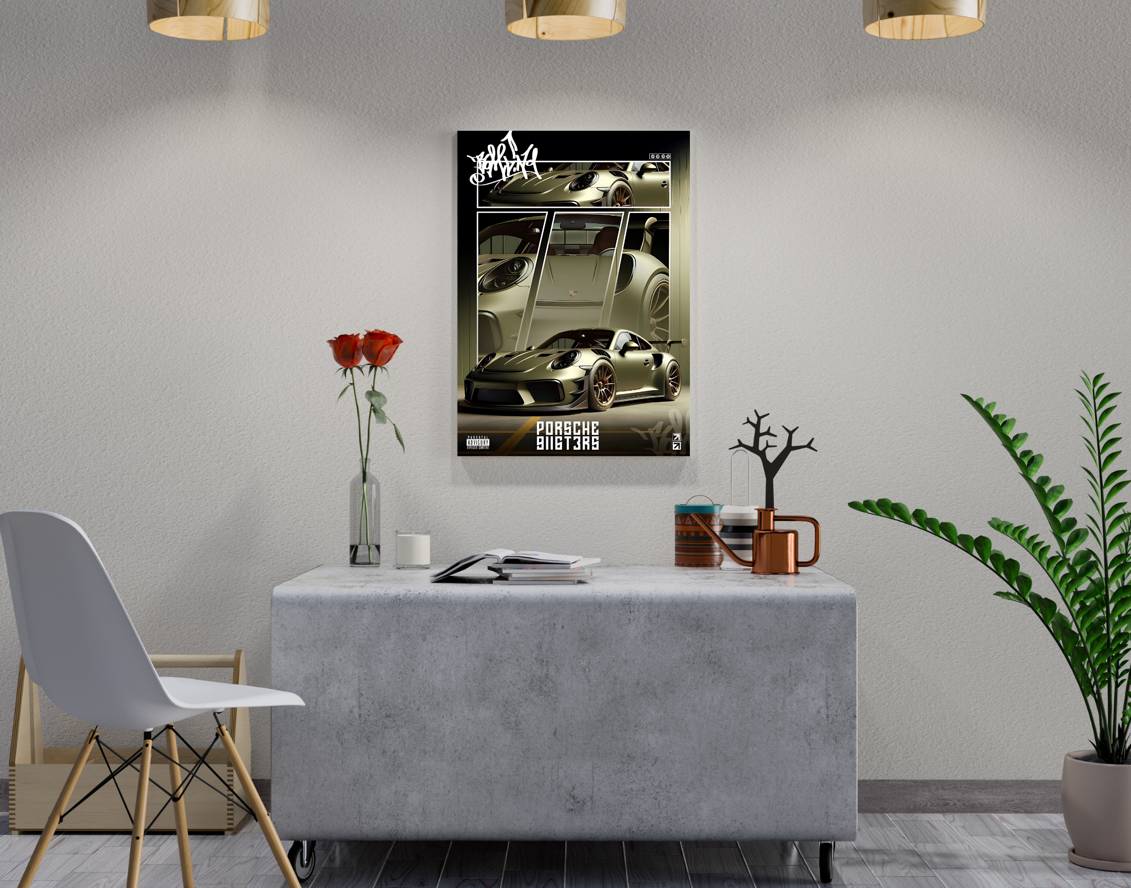 "Porsche Model 911GT3RS"- Shiny & Sturdy Metallic Poster Art That Pops & Sticks