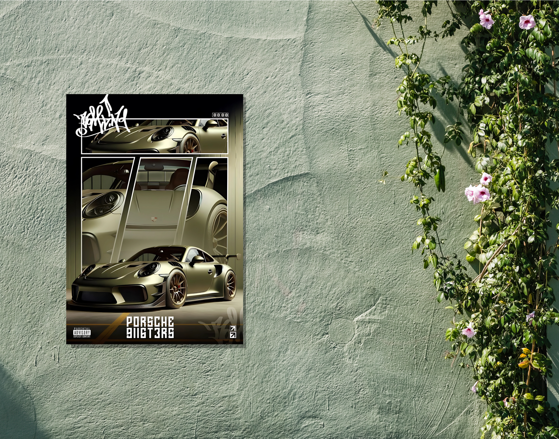 "Porsche Model 911GT3RS"- Shiny & Sturdy Metallic Poster Art That Pops & Sticks