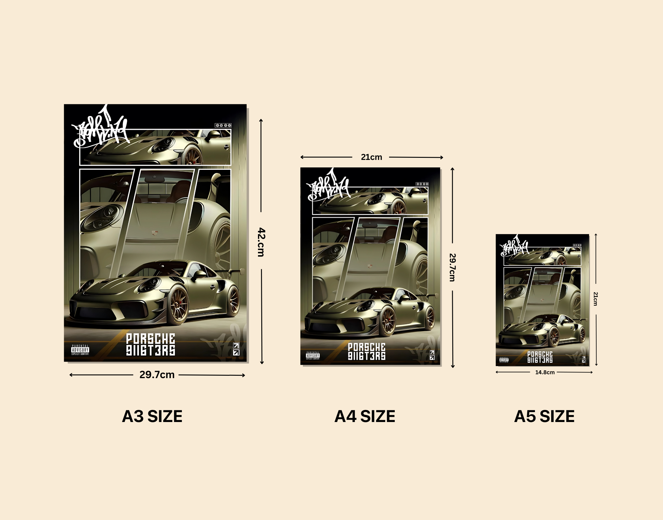 "Porsche Model 911GT3RS"- Shiny & Sturdy Metallic Poster Art That Pops & Sticks