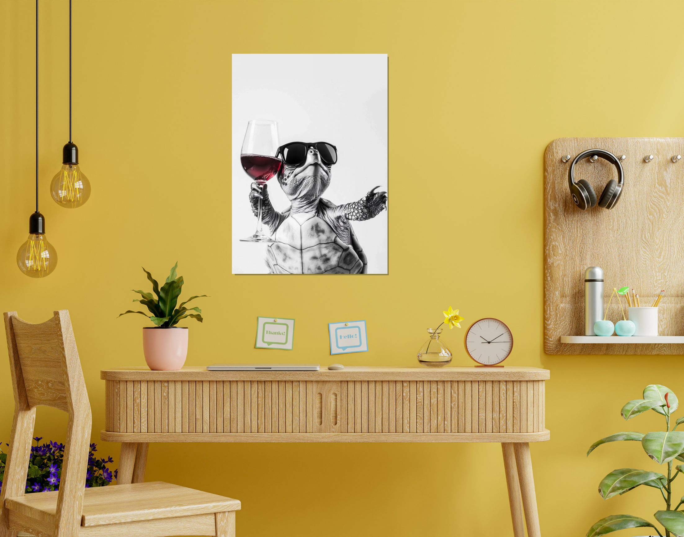 "HIGH ON WINE: Turtle Edition"- Shiny & Sturdy Metallic Poster Art That Pops & Sticks