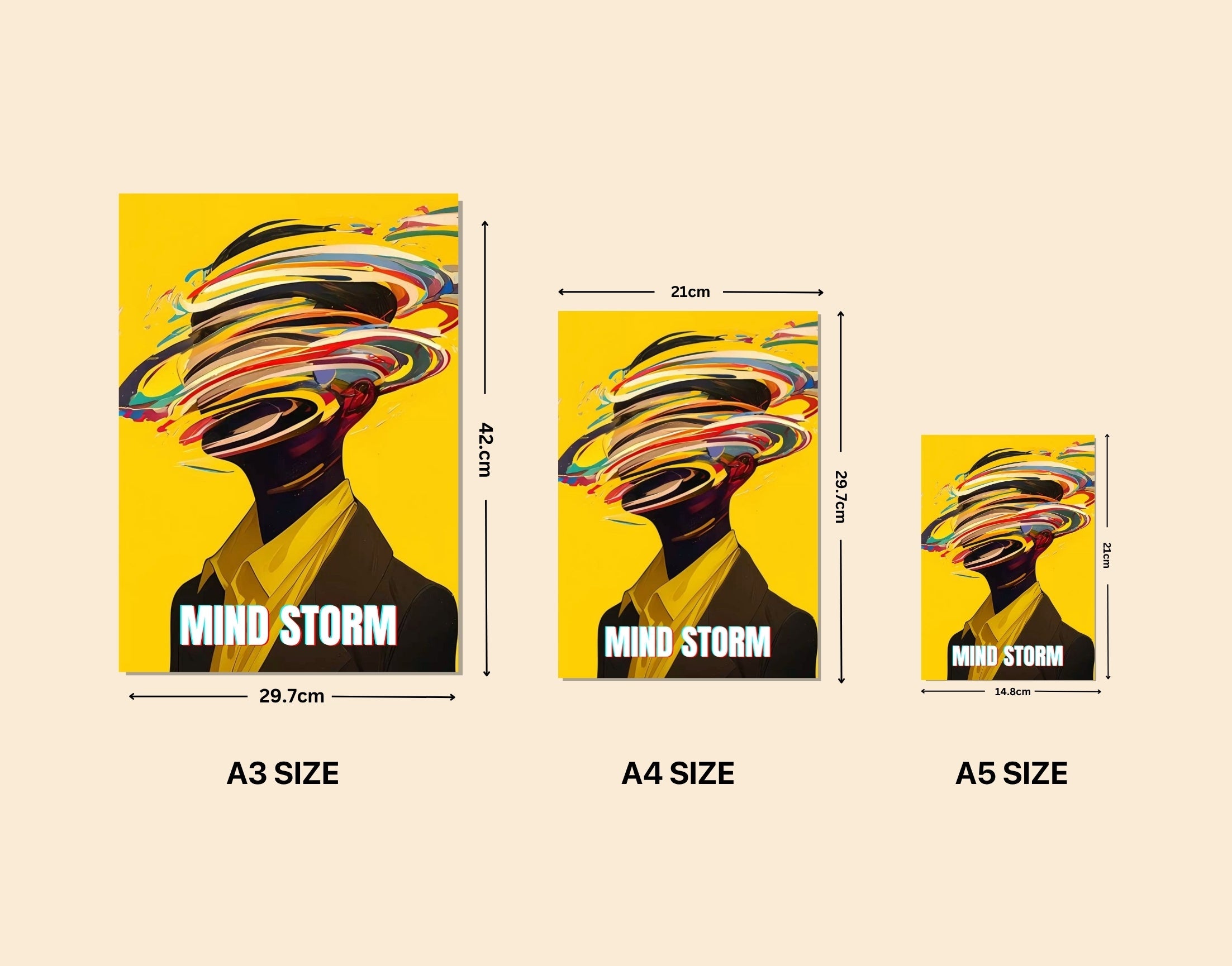 "Mind Storm"- Shiny & Sturdy Metallic Poster Art That Pops & Sticks