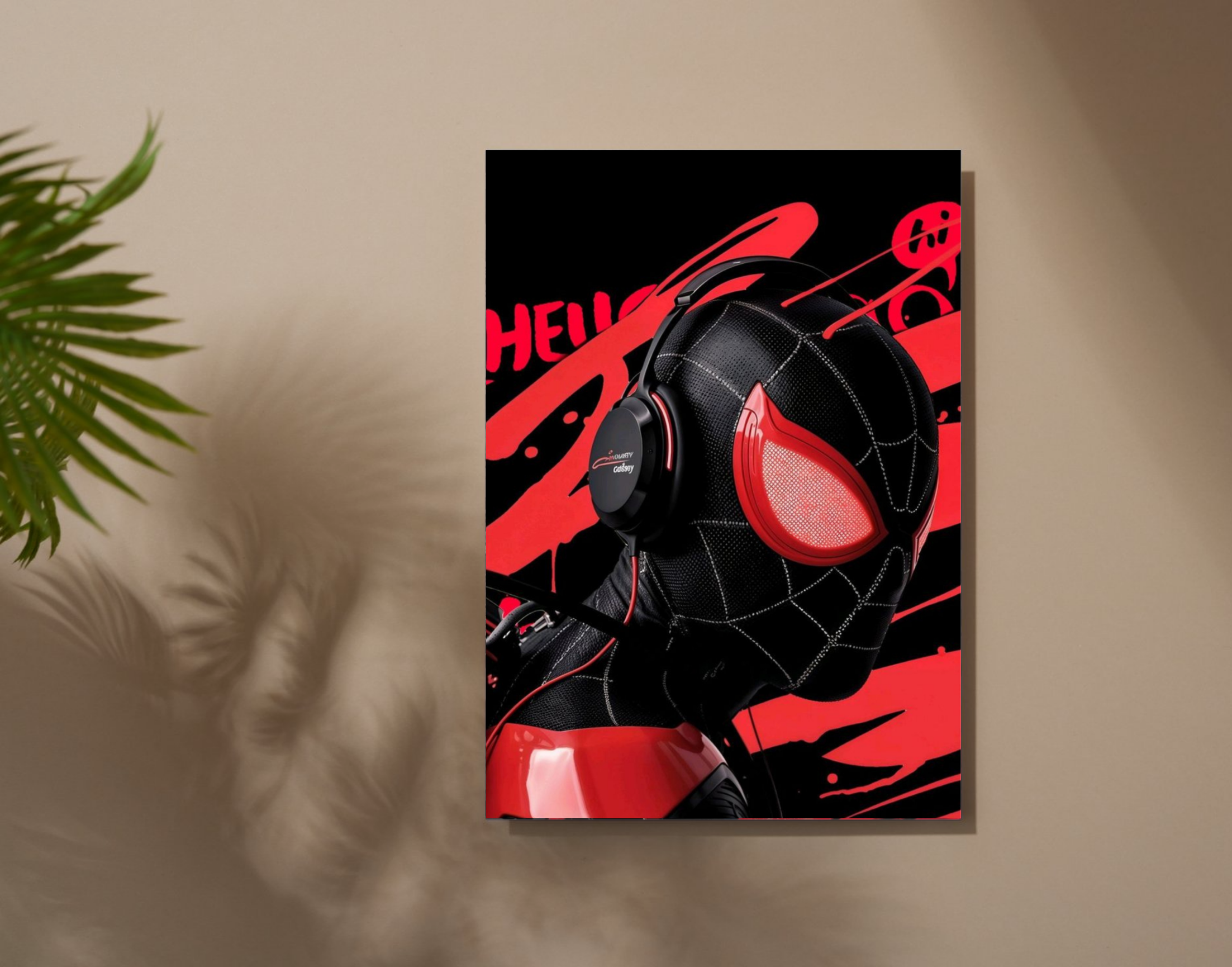 "Spiderman #Headphone On"- Shiny & Sturdy Metallic Poster Art That Pops & Sticks