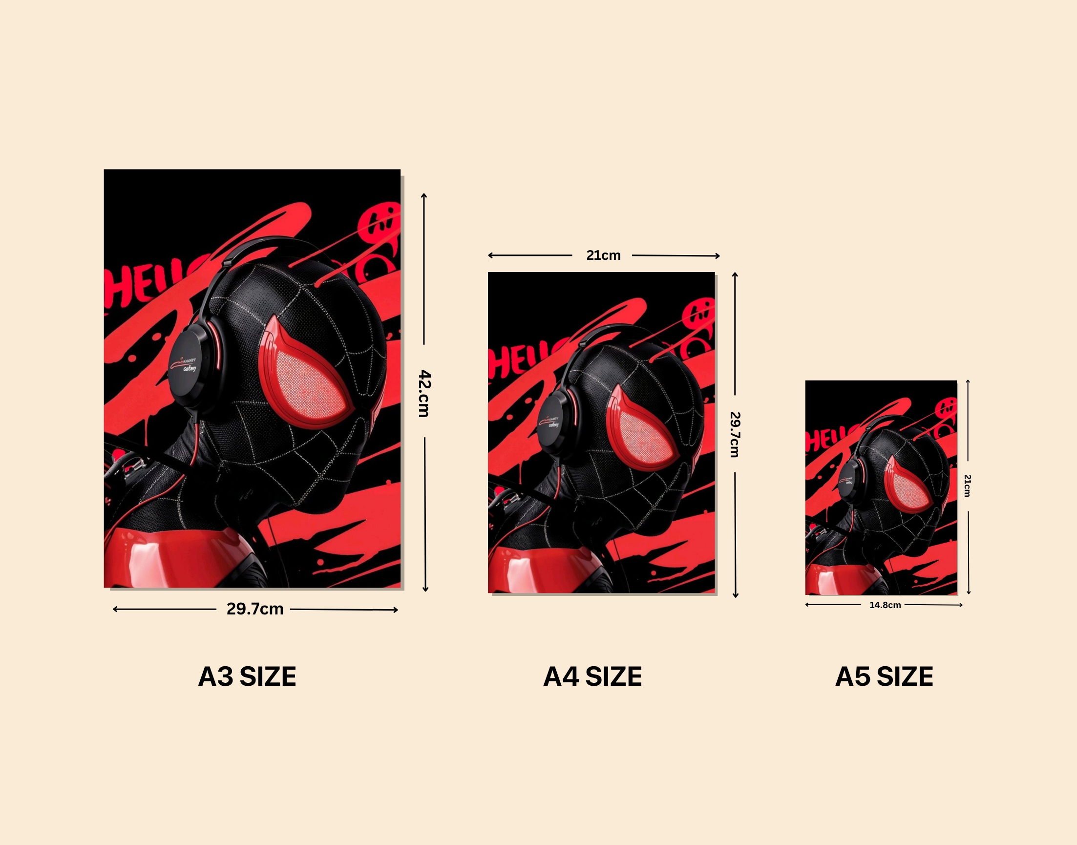 "Spiderman #Headphone On"- Shiny & Sturdy Metallic Poster Art That Pops & Sticks
