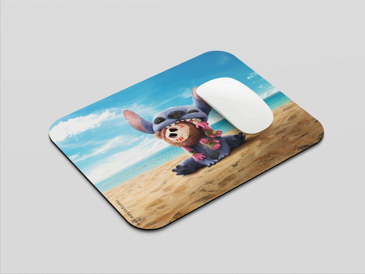 "Stitch on the beach" Mousepad Enhance Your Workspace with Style