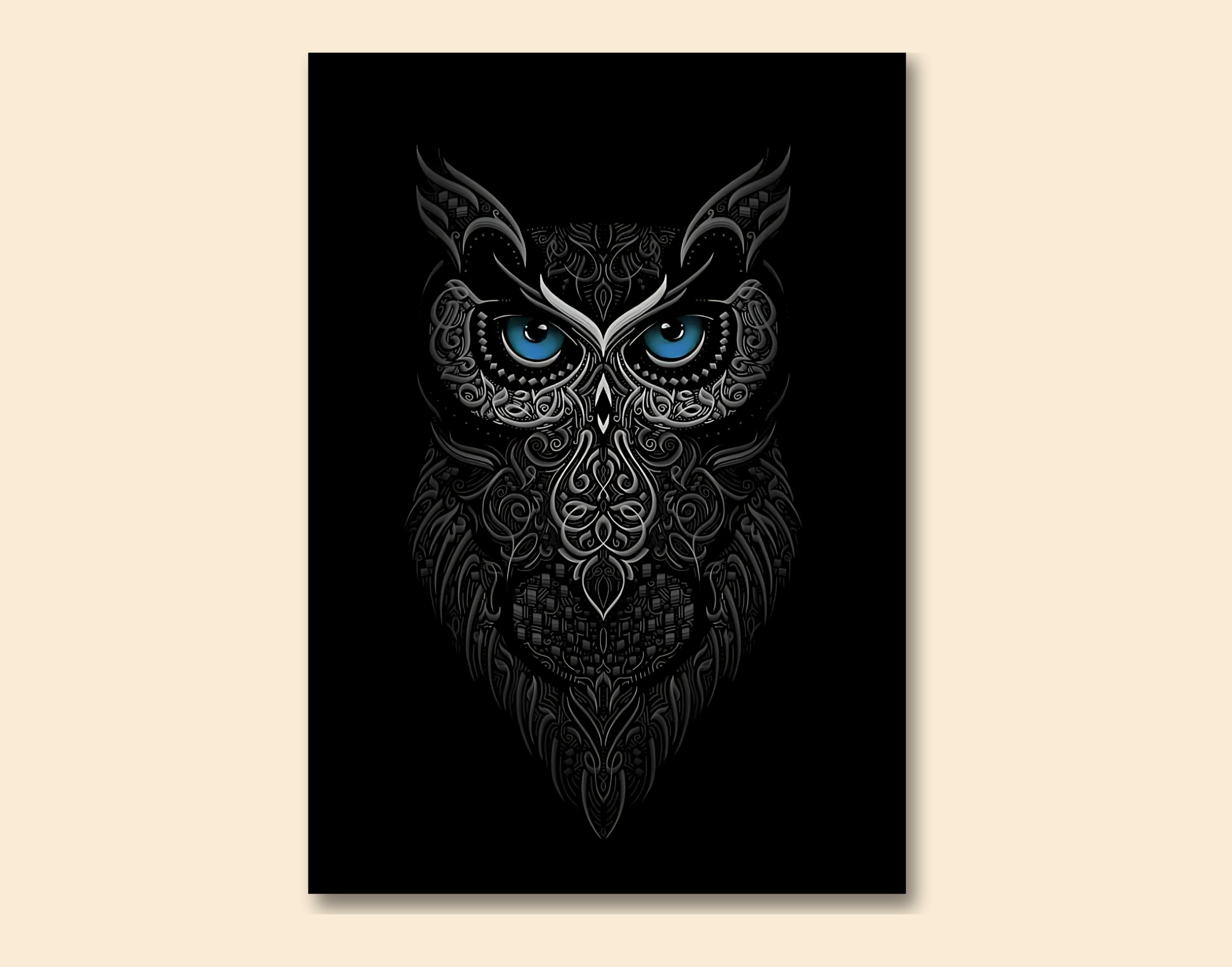 "GOOD LUCK OWL"- Shiny & Sturdy Metallic Poster Art That Pops & Sticks