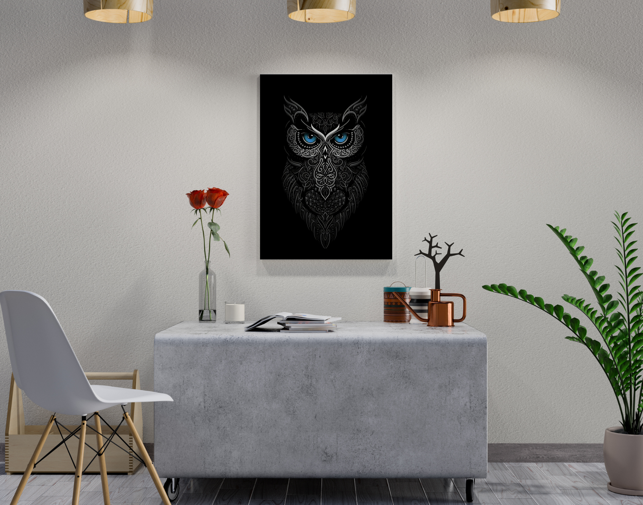 "GOOD LUCK OWL"- Shiny & Sturdy Metallic Poster Art That Pops & Sticks