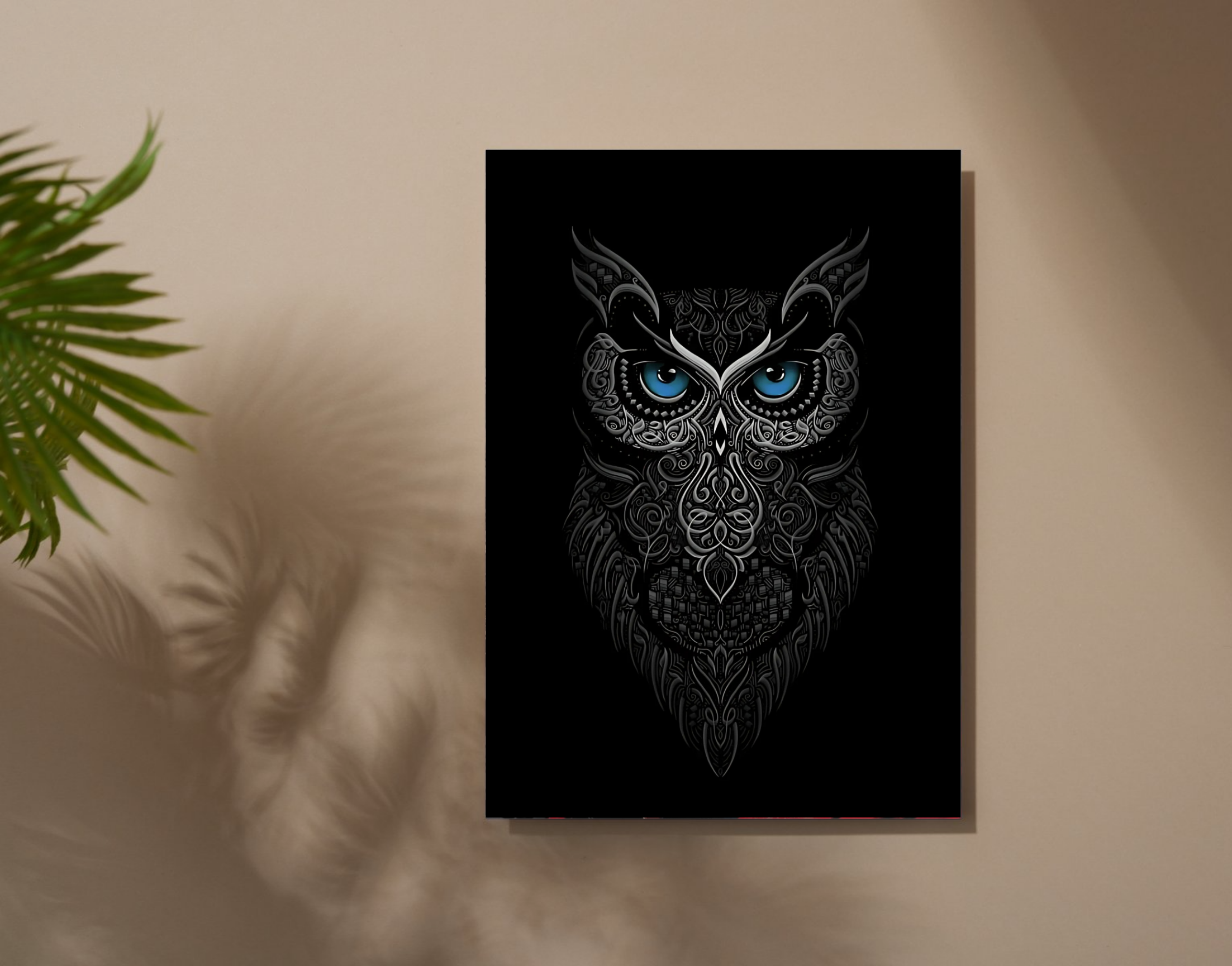 "GOOD LUCK OWL"- Shiny & Sturdy Metallic Poster Art That Pops & Sticks
