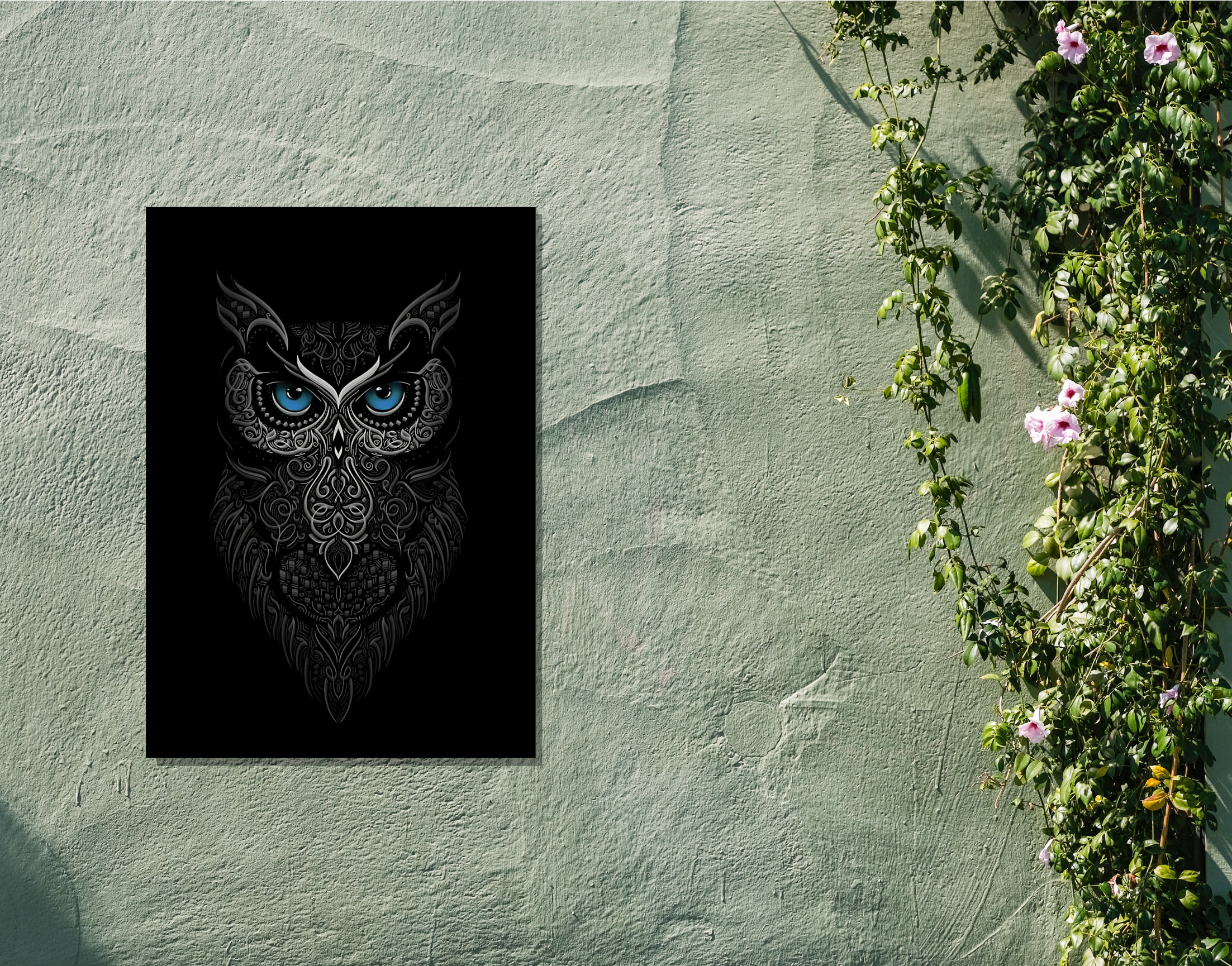 "GOOD LUCK OWL"- Shiny & Sturdy Metallic Poster Art That Pops & Sticks
