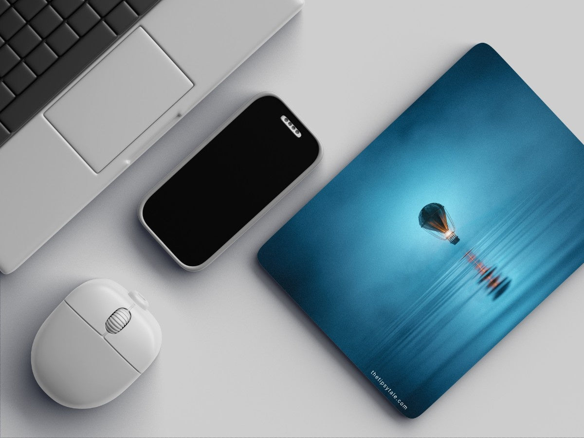 "Foggy night-Hot air balloon" Mousepad Enhance Your Workspace with Style