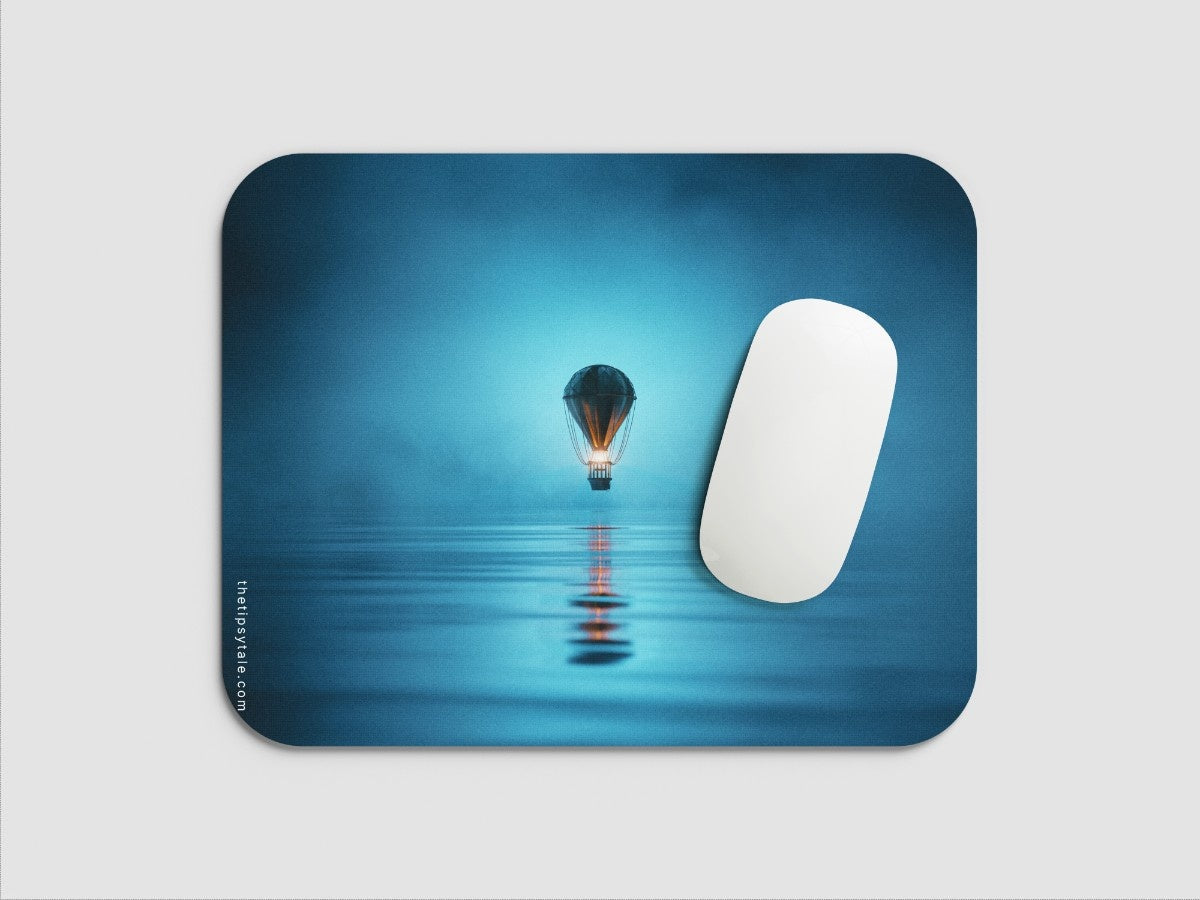 "Foggy night-Hot air balloon" Mousepad Enhance Your Workspace with Style