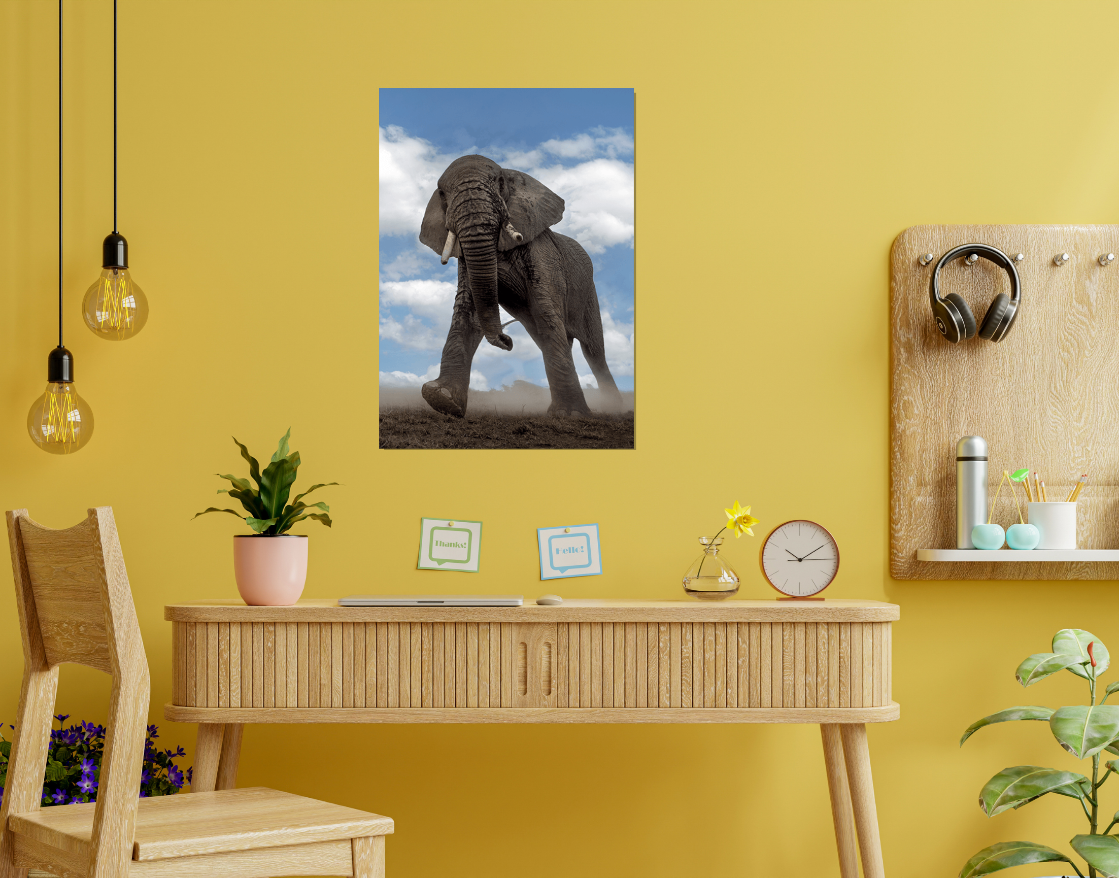 "Elephant In The Wild"- Shiny & Sturdy Metallic Poster Art That Pops & Sticks