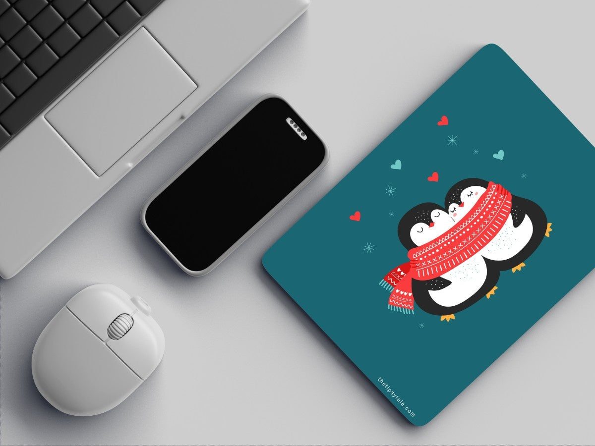 "Penguin Hug" Mousepad Enhance Your Workspace with Style
