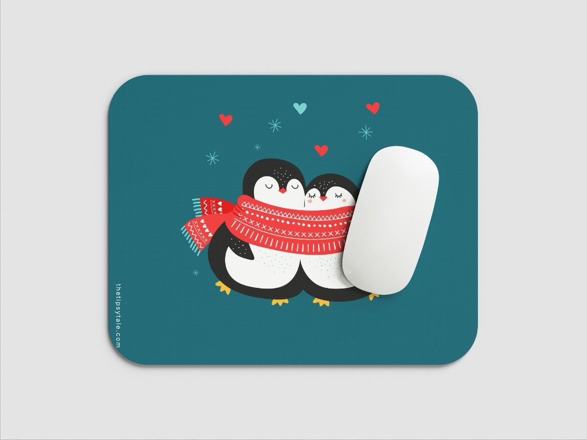 "Penguin Hug" Mousepad Enhance Your Workspace with Style