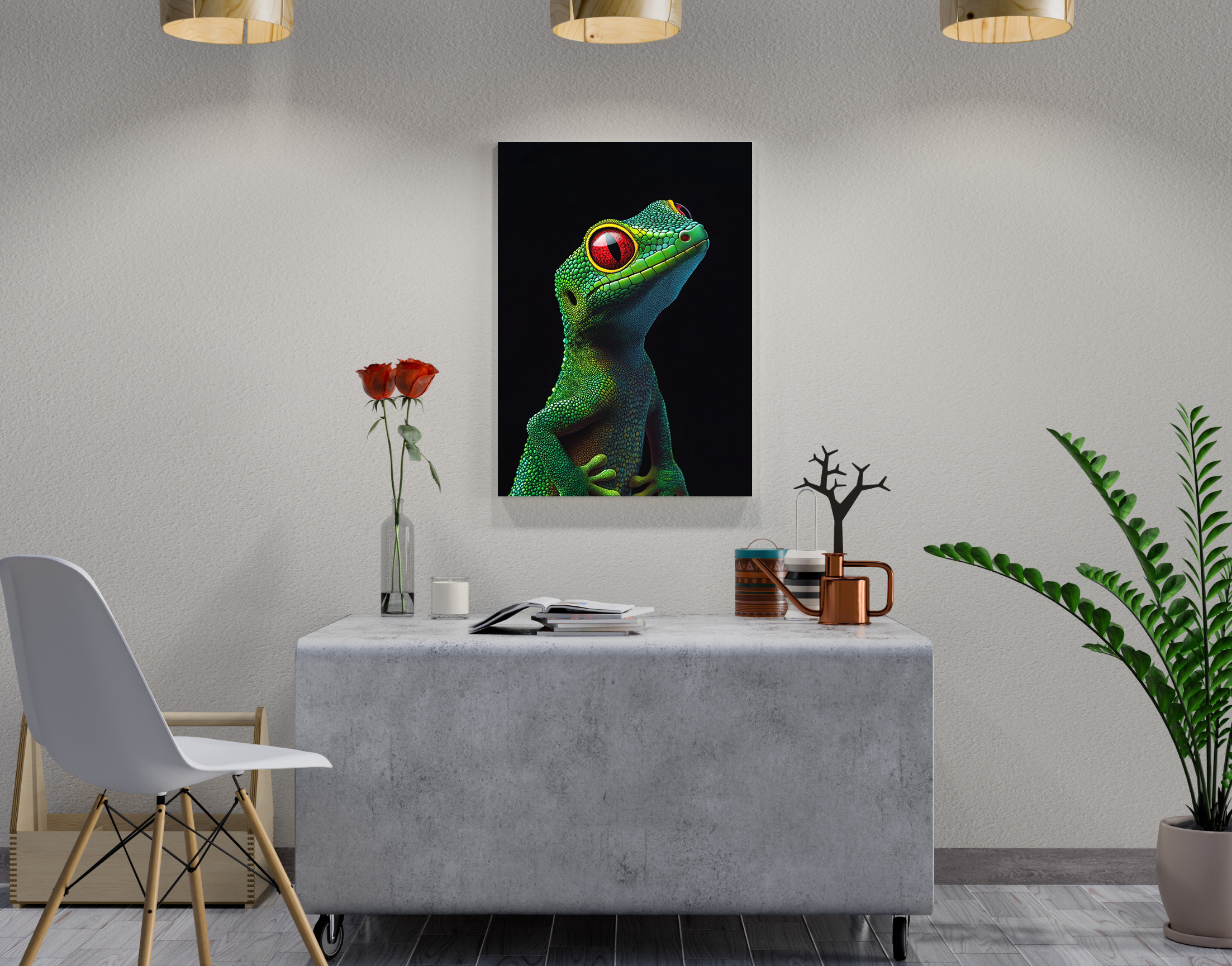 "Chameleons- Lizards"- Shiny & Sturdy Metallic Poster Art That Pops & Sticks