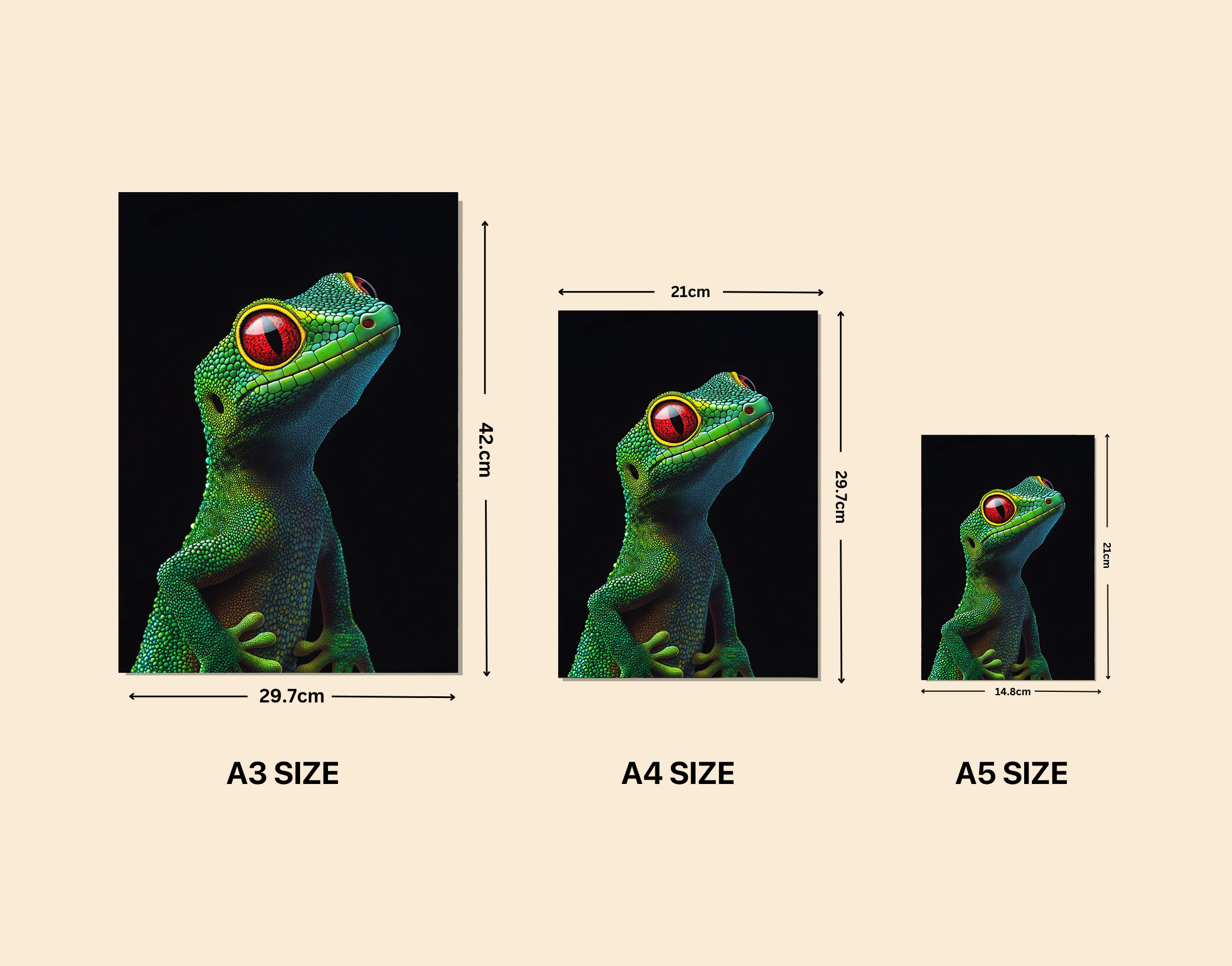 "Chameleons- Lizards"- Shiny & Sturdy Metallic Poster Art That Pops & Sticks