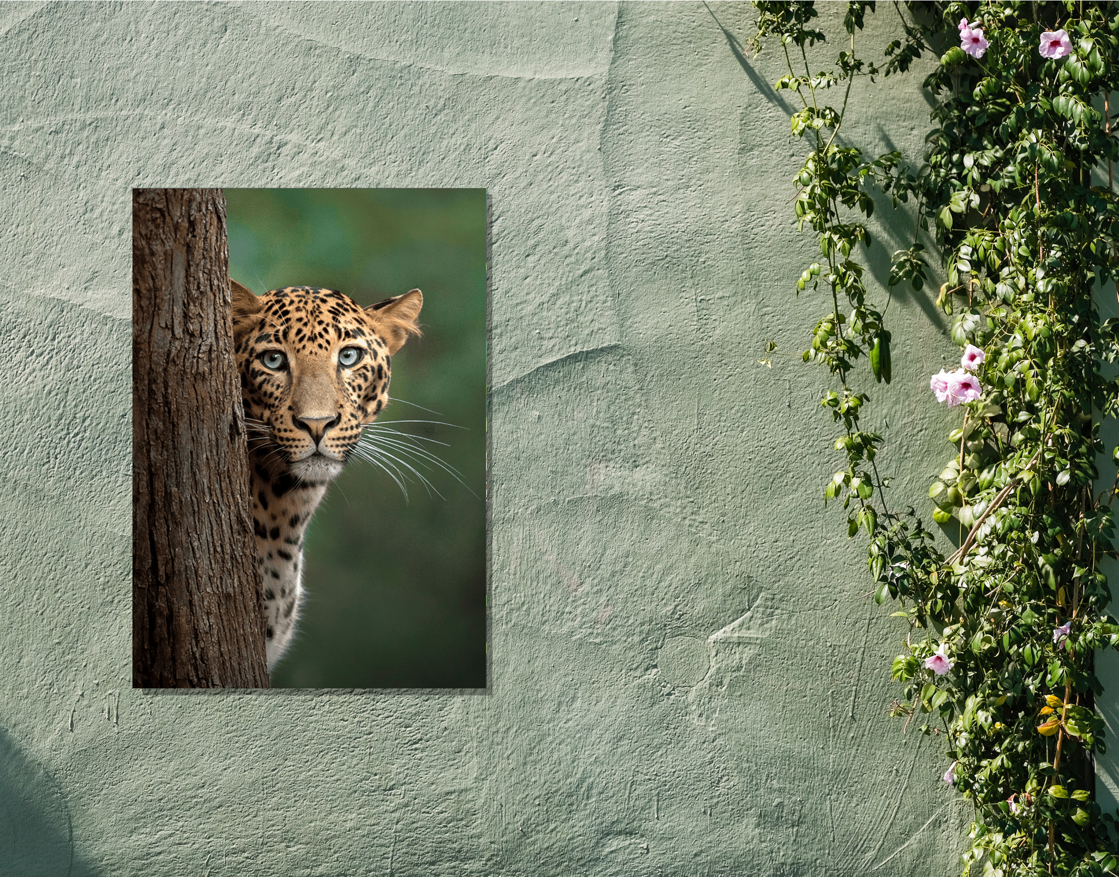 "Cheetah- Behind The Tree"- Shiny & Sturdy Metallic Poster Art That Pops & Sticks