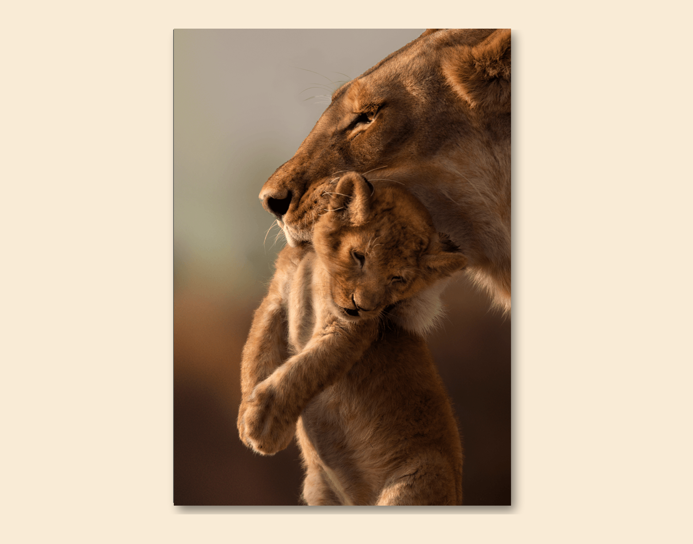 "Wild Animal with Cub"- Shiny & Sturdy Metallic Poster Art That Pops & Sticks