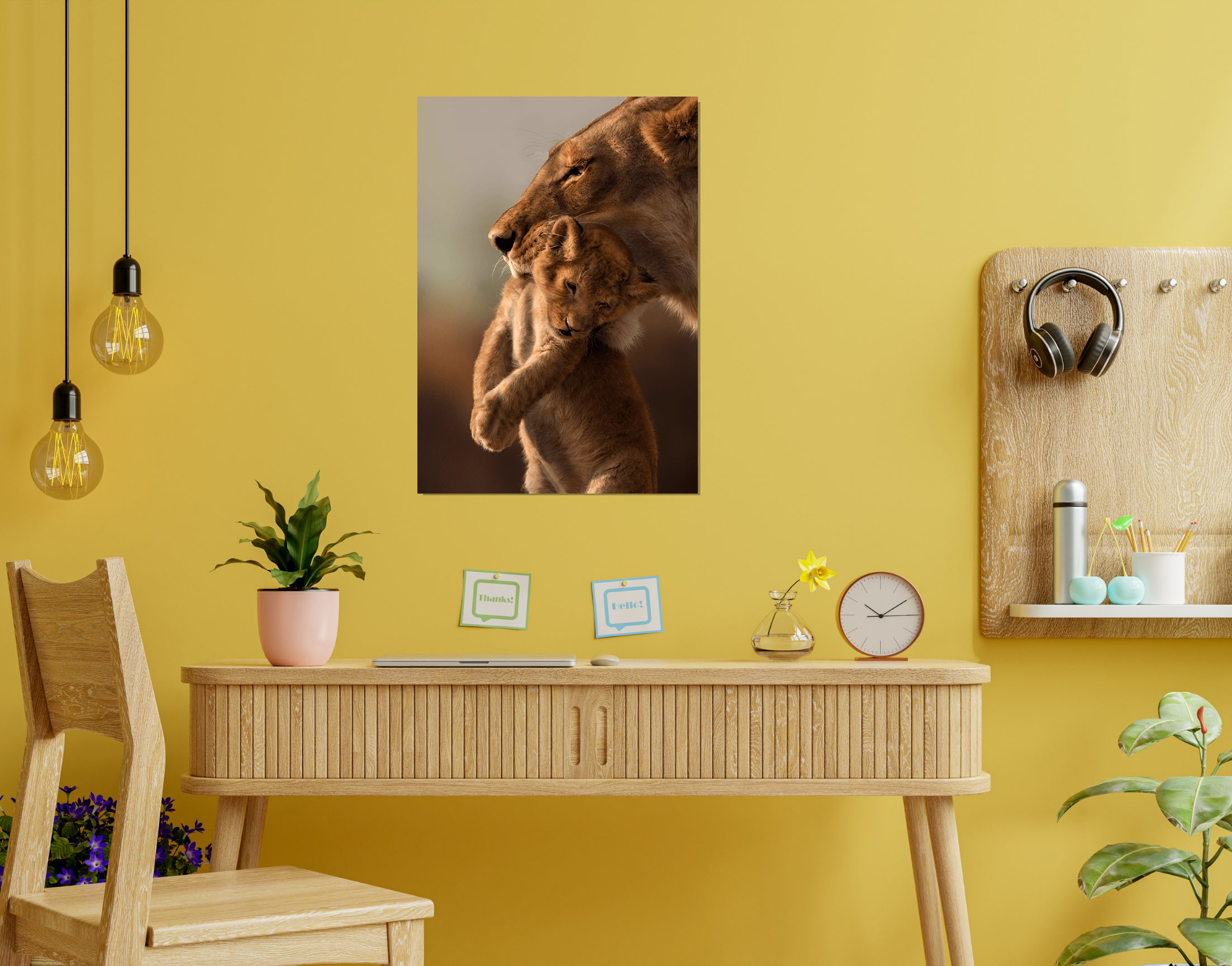 "Wild Animal with Cub"- Shiny & Sturdy Metallic Poster Art That Pops & Sticks