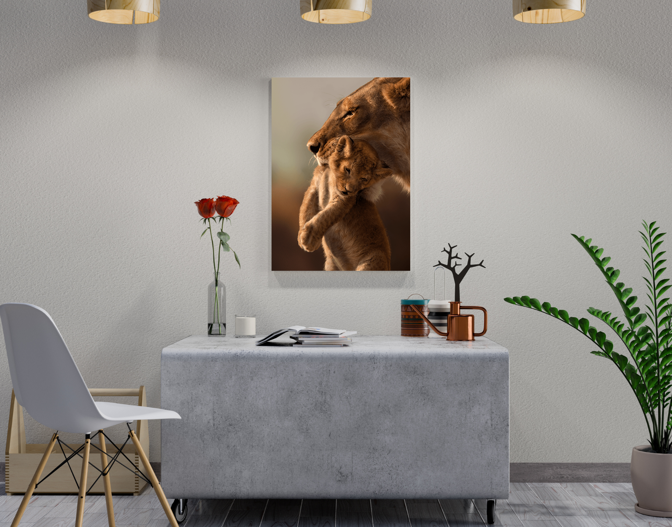 "Wild Animal with Cub"- Shiny & Sturdy Metallic Poster Art That Pops & Sticks