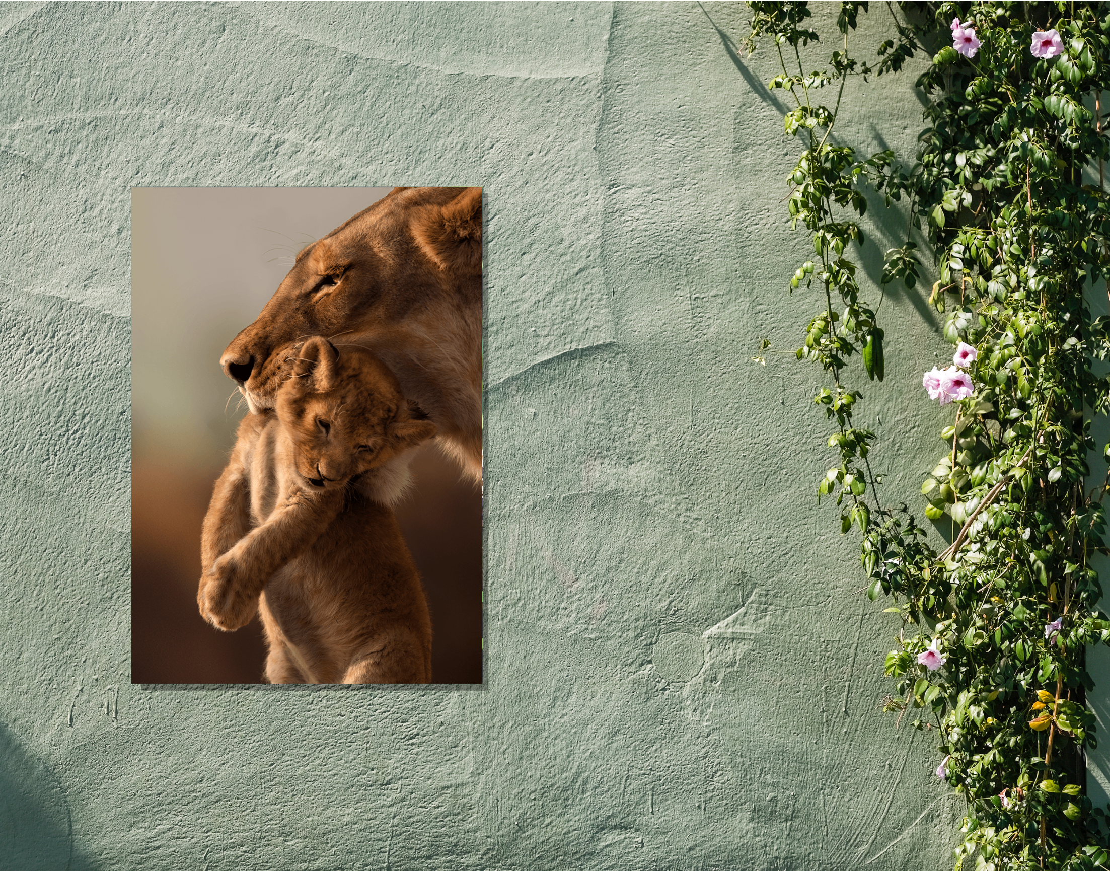 "Wild Animal with Cub"- Shiny & Sturdy Metallic Poster Art That Pops & Sticks
