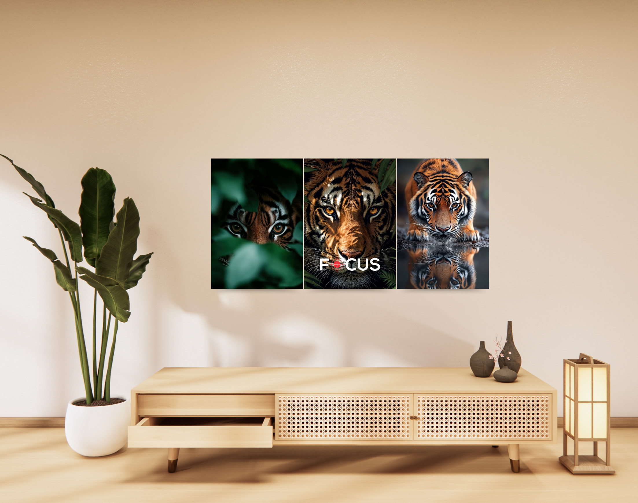 "Tiger In The Wild Combo"- Shiny & Sturdy Metallic Poster Art That Pops & Sticks