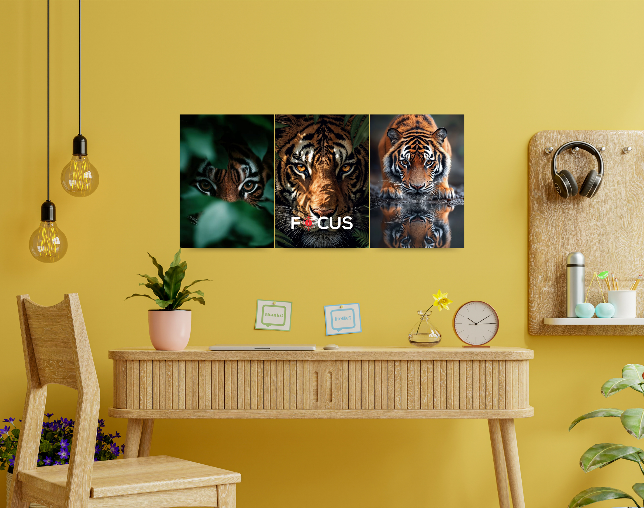 "Tiger In The Wild Combo"- Shiny & Sturdy Metallic Poster Art That Pops & Sticks