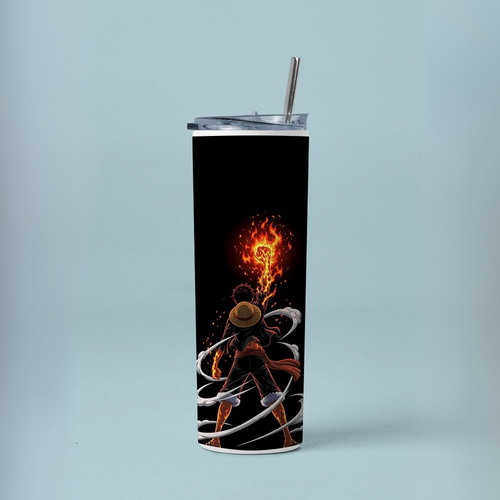 "Monkey D. Luffy Red Hawk" Tumbler with Metal Straw