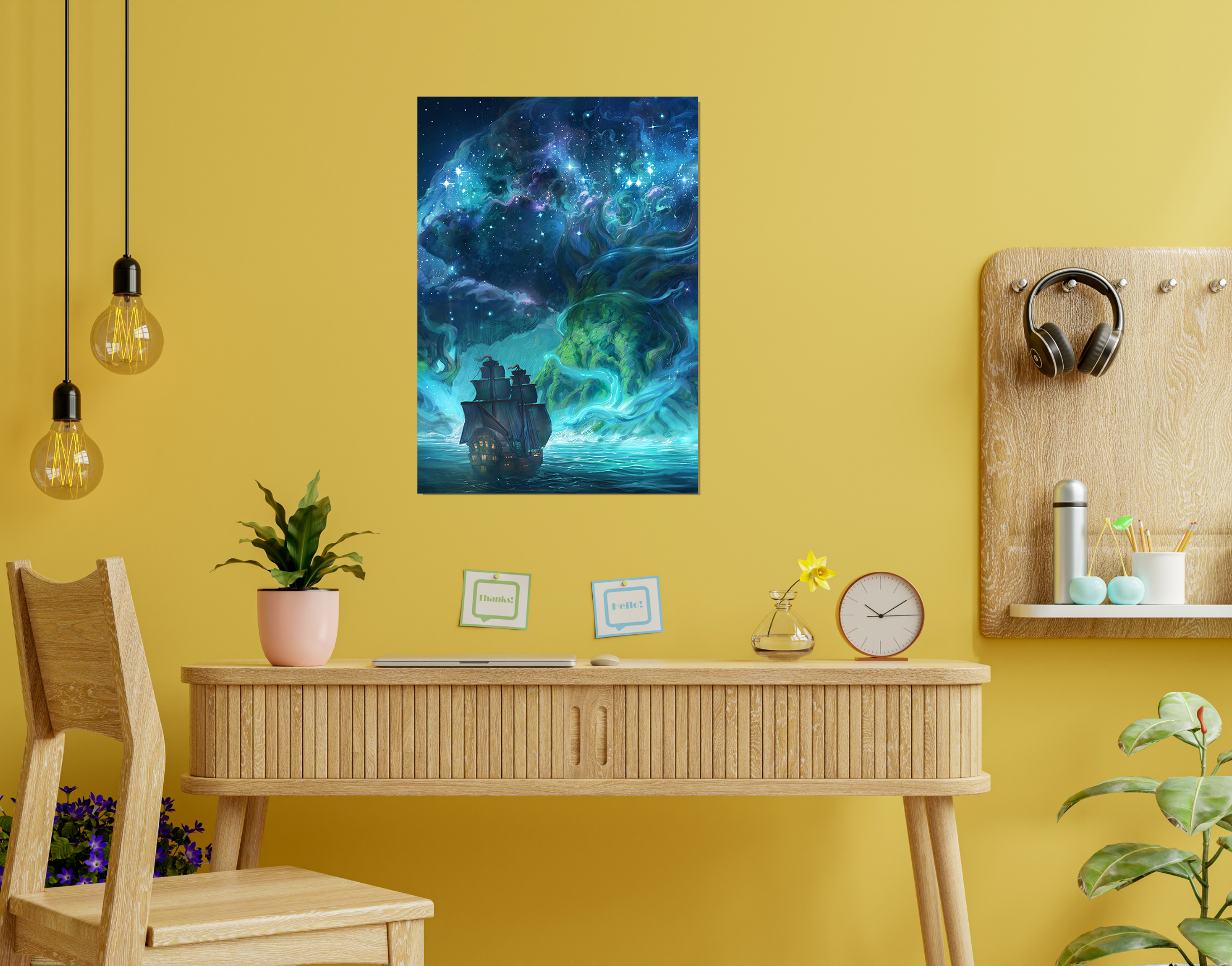 "Magical Night in the Sea"- Shiny & Sturdy Metallic Poster Art That Pops & Sticks