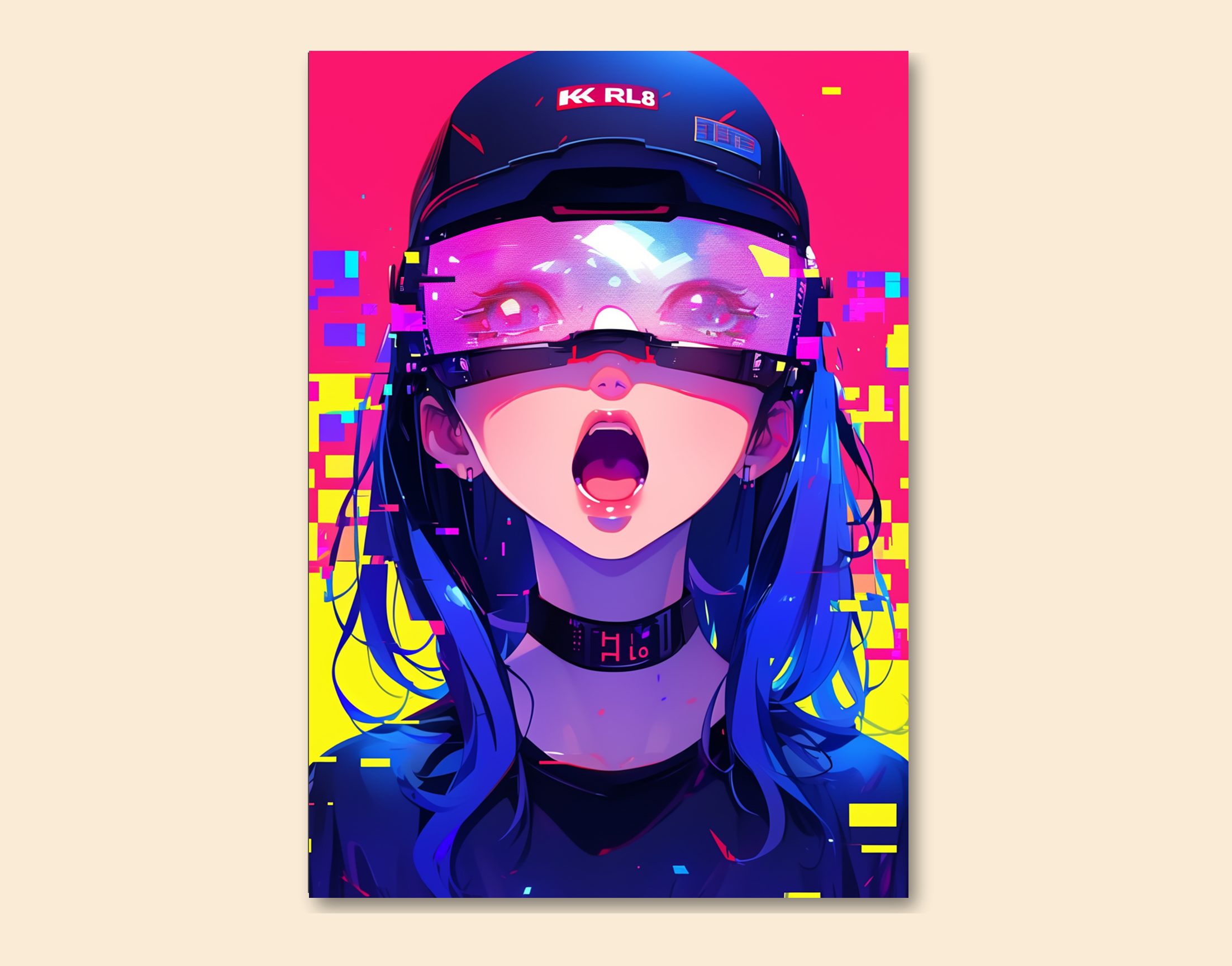 "Neon Aesthetics Girl"- Shiny & Sturdy Metallic Poster Art That Pops & Sticks