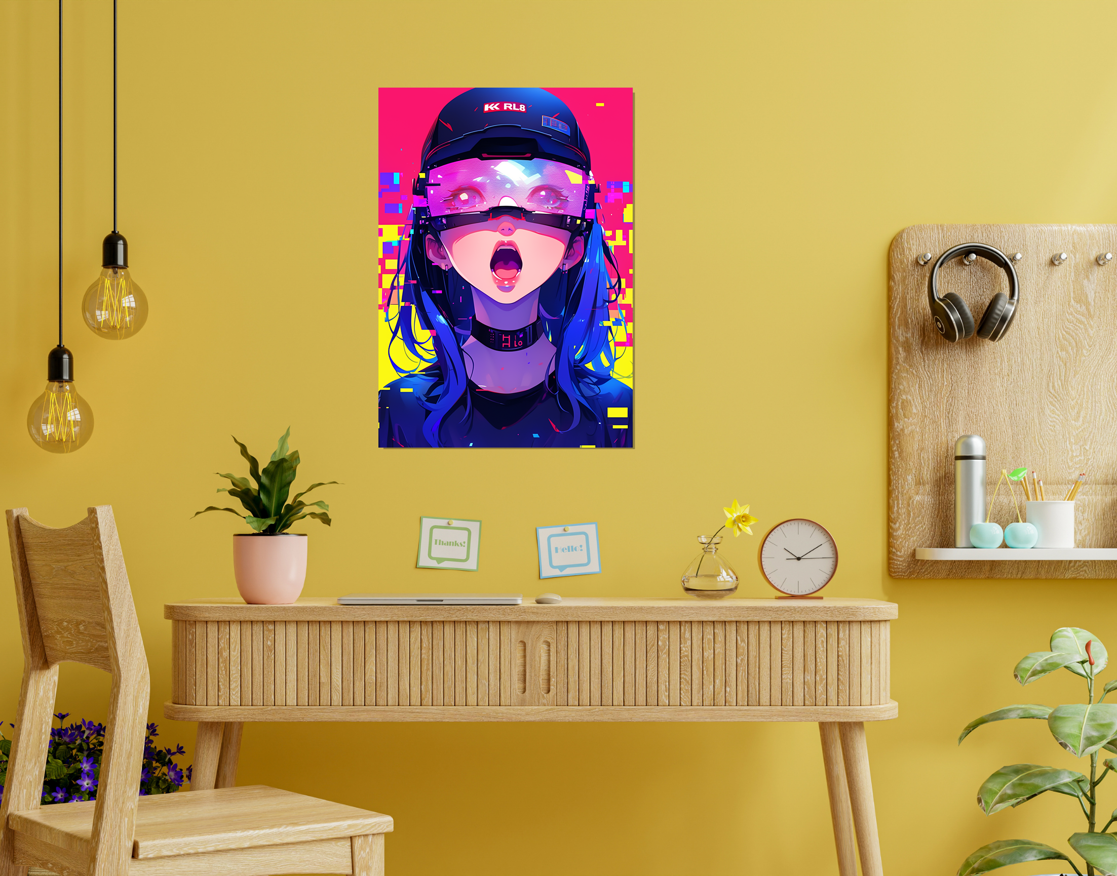 "Neon Aesthetics Girl"- Shiny & Sturdy Metallic Poster Art That Pops & Sticks