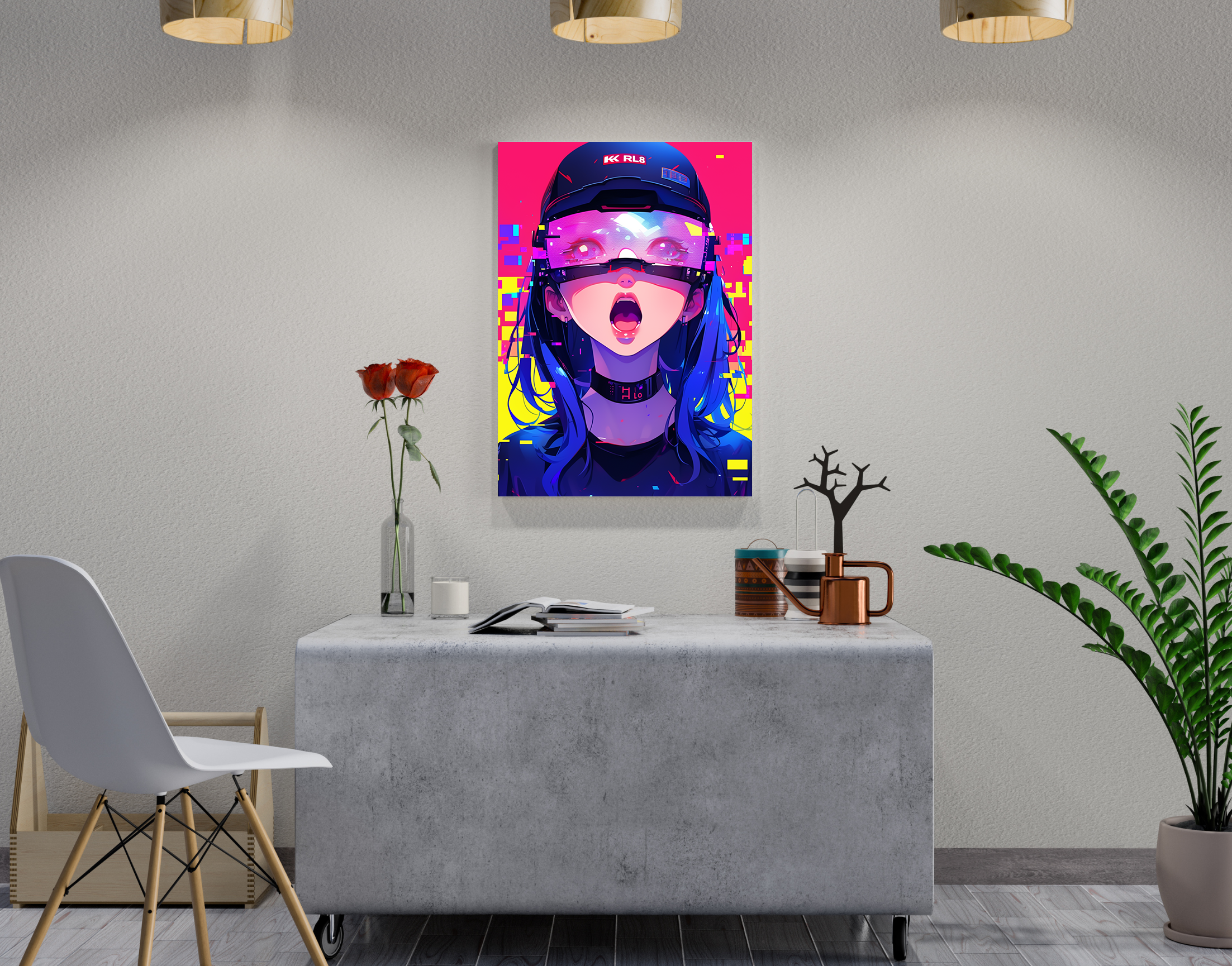"Neon Aesthetics Girl"- Shiny & Sturdy Metallic Poster Art That Pops & Sticks