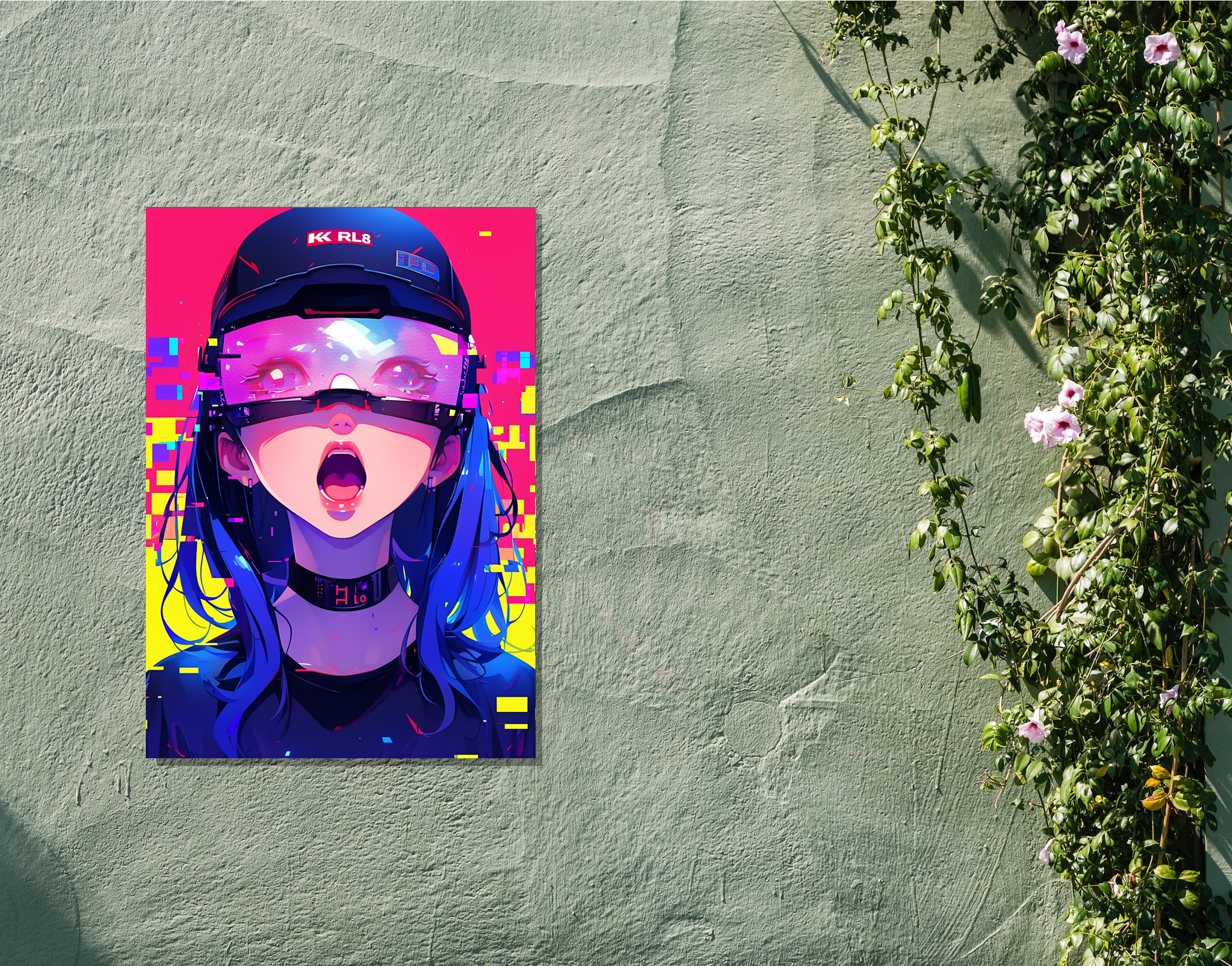 "Neon Aesthetics Girl"- Shiny & Sturdy Metallic Poster Art That Pops & Sticks