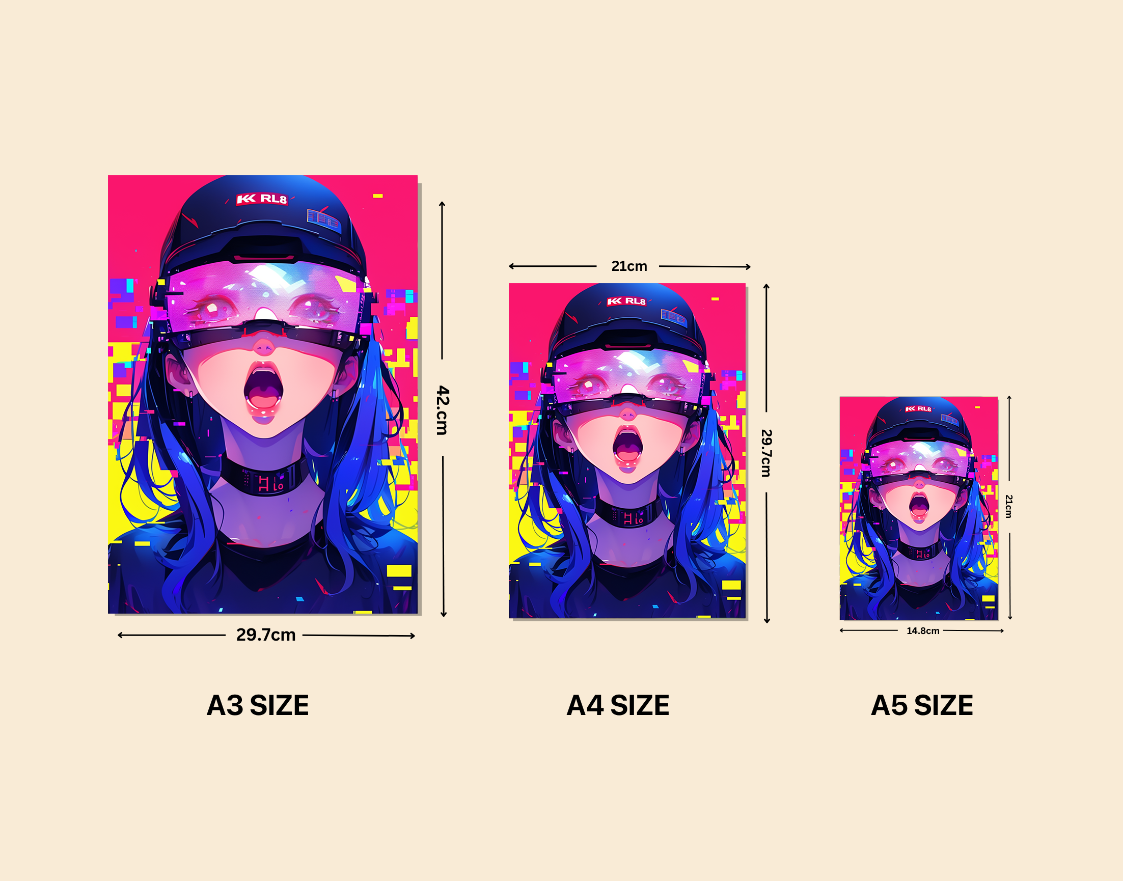 "Neon Aesthetics Girl"- Shiny & Sturdy Metallic Poster Art That Pops & Sticks
