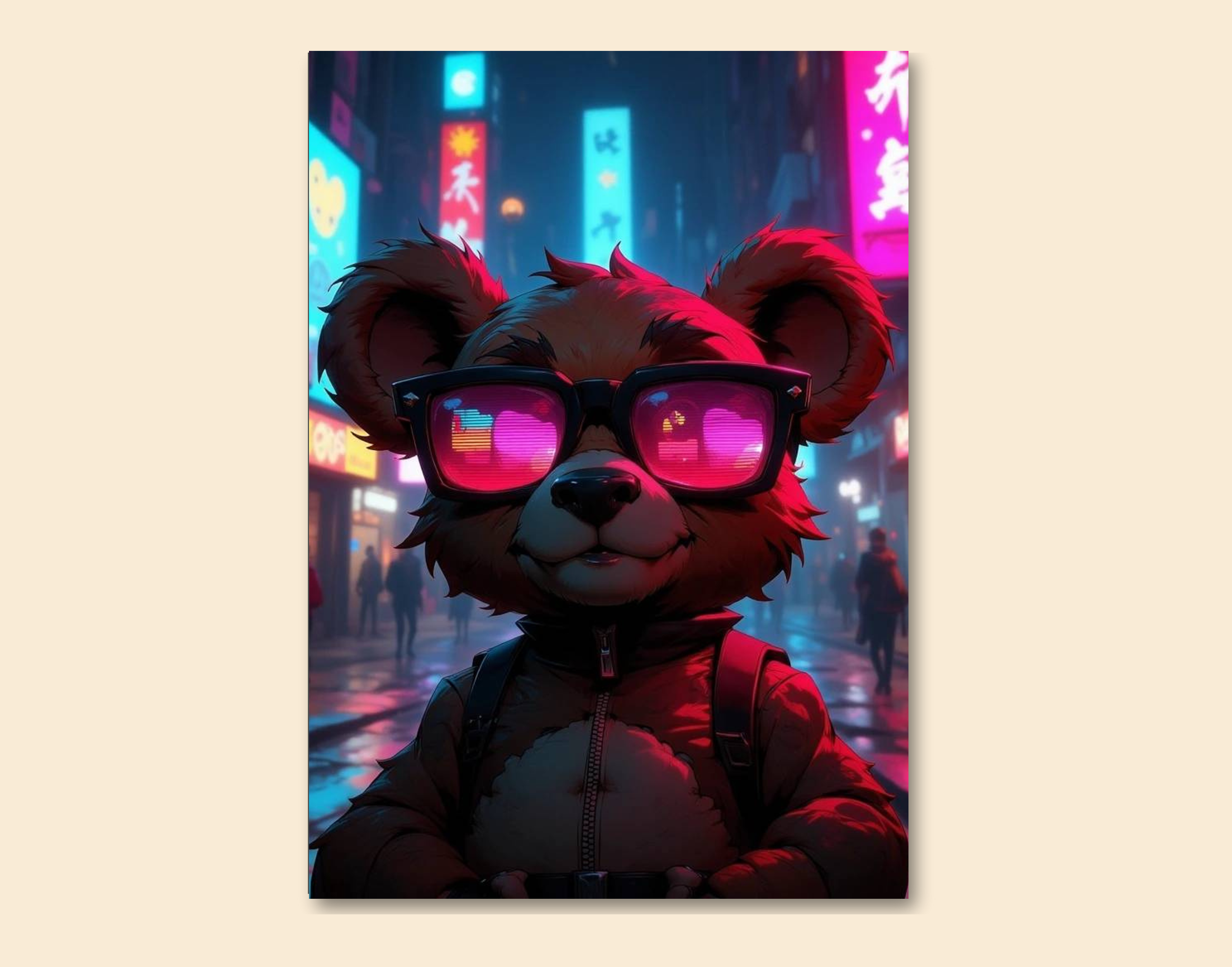 "Techno Bear"- Shiny & Sturdy Metallic Poster Art That Pops & Sticks